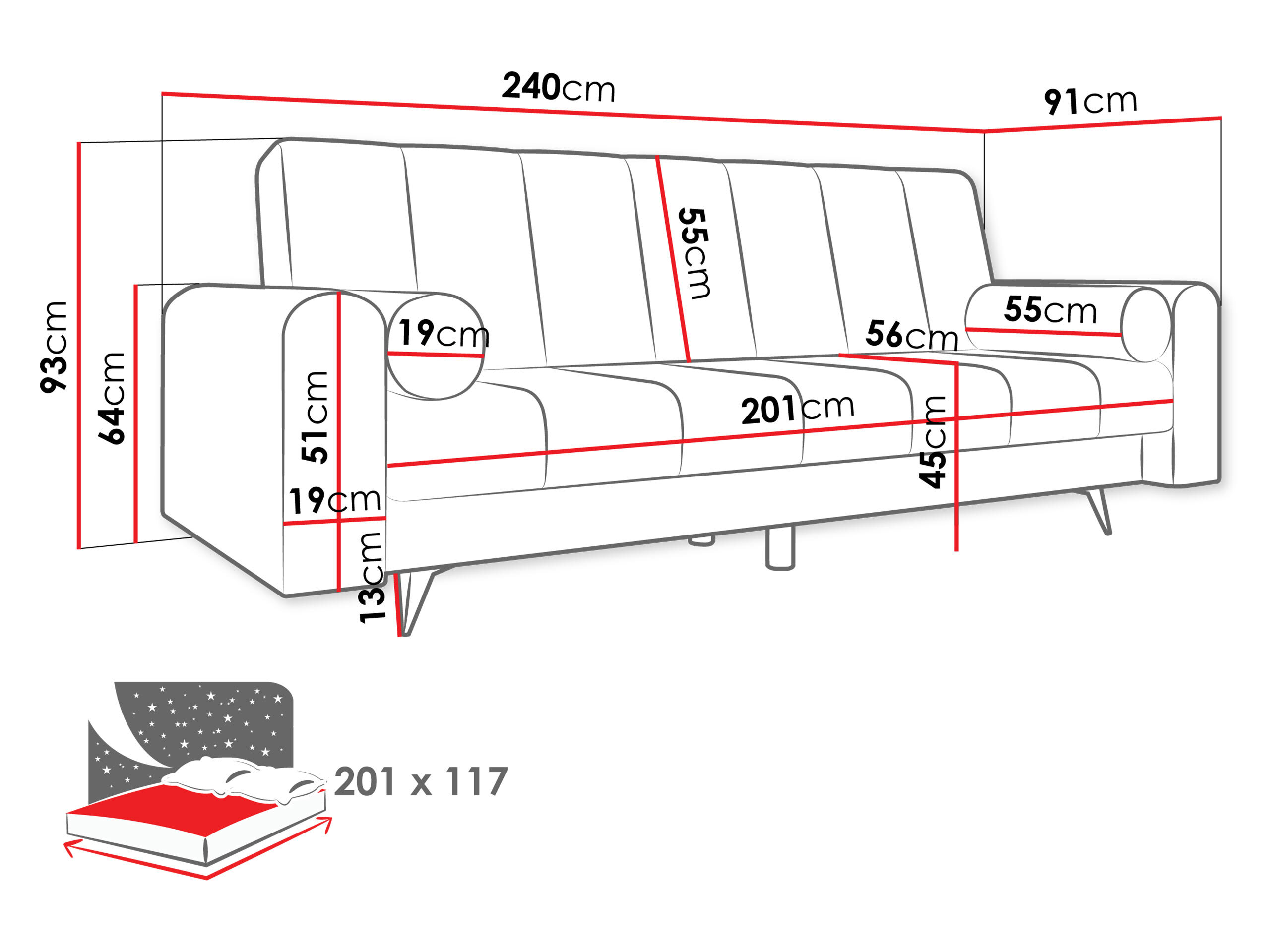 Sofá-cama Comfivo Luda (Sandu 224.02)