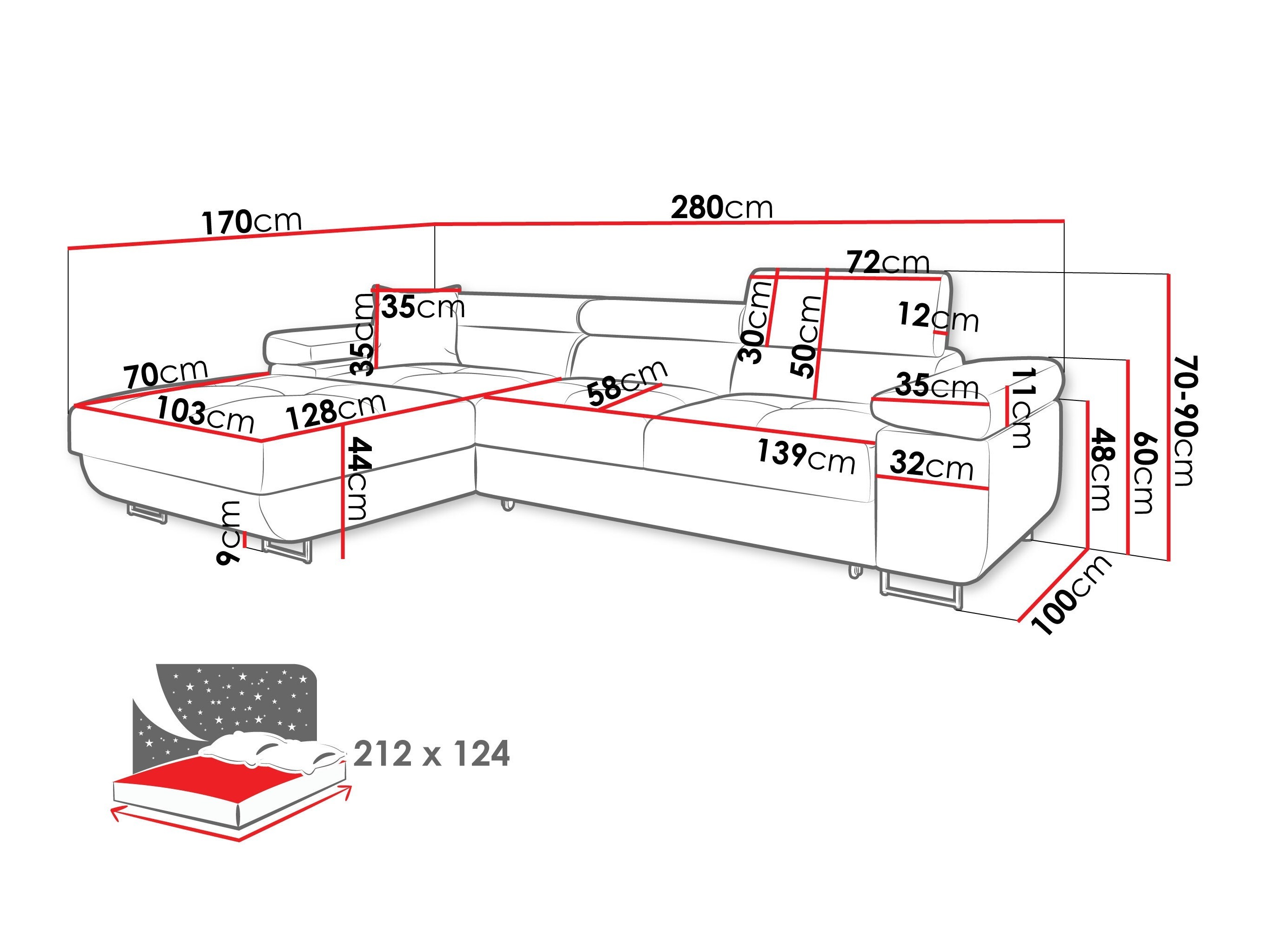 Sofá de canto Comfivo Vinetum II (Manila 16)