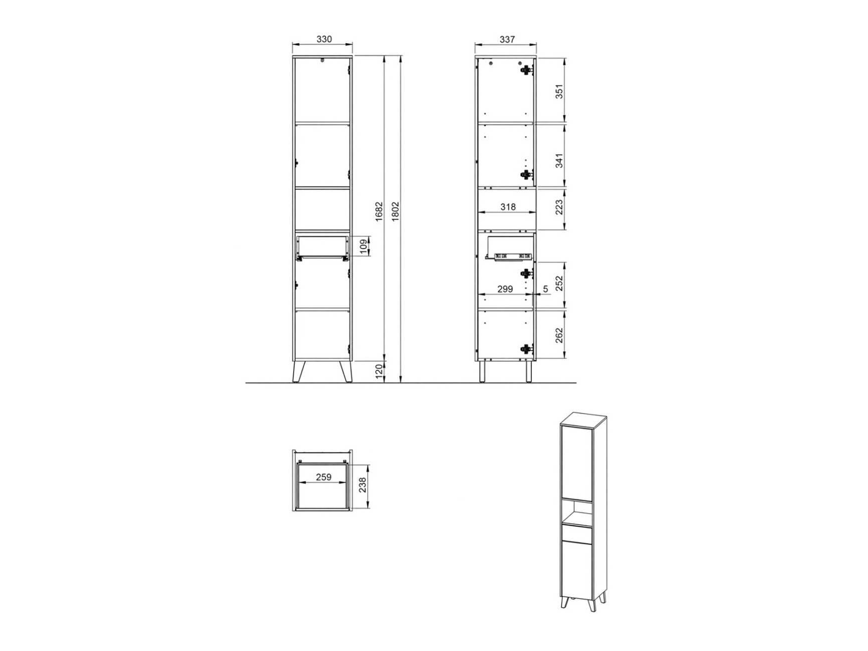 Armário colocado para casa de banho Voseri 103