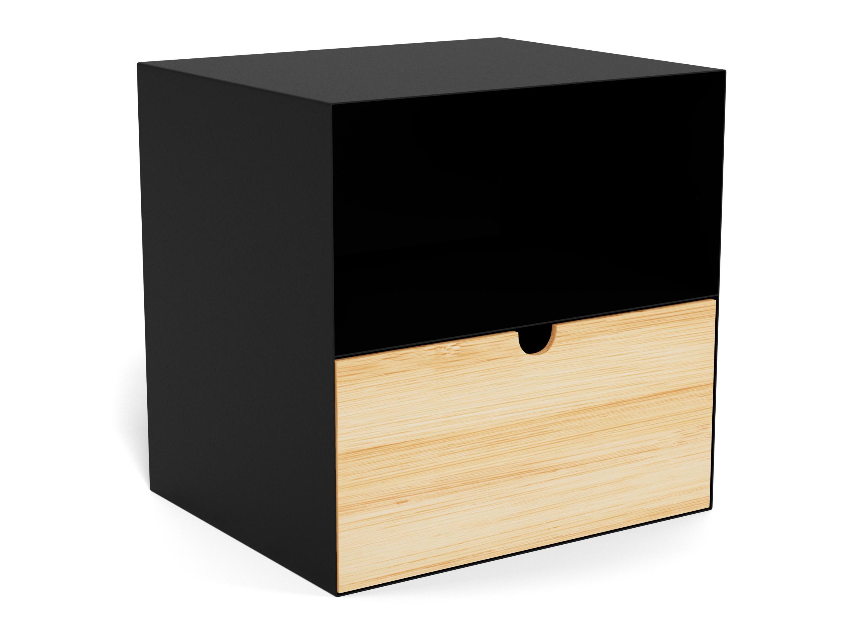 Mesa de cabeceira Norsica 375 (Preto + Madeira clara)