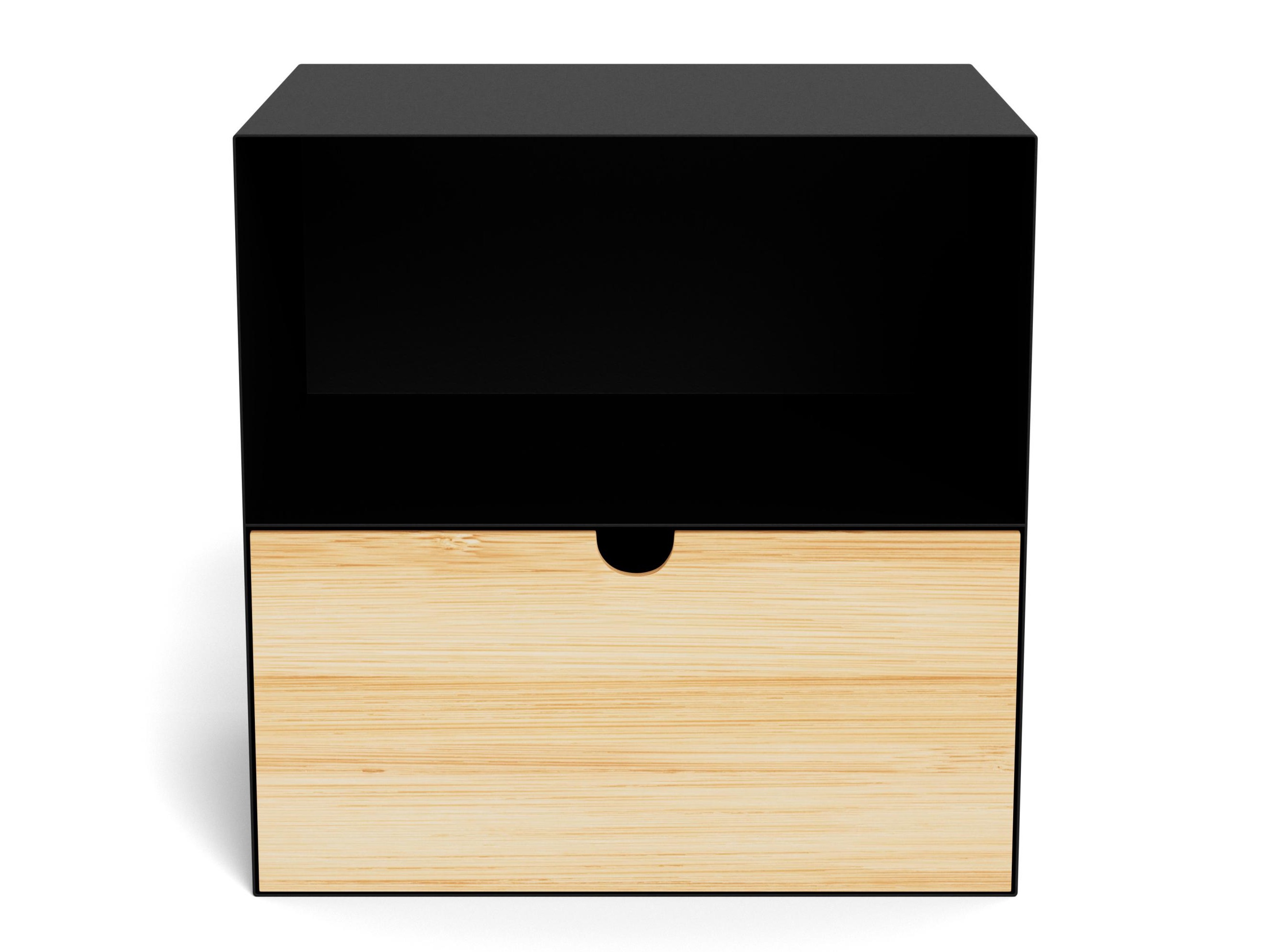 Mesa de cabeceira Norsica 375 (Preto + Madeira clara)