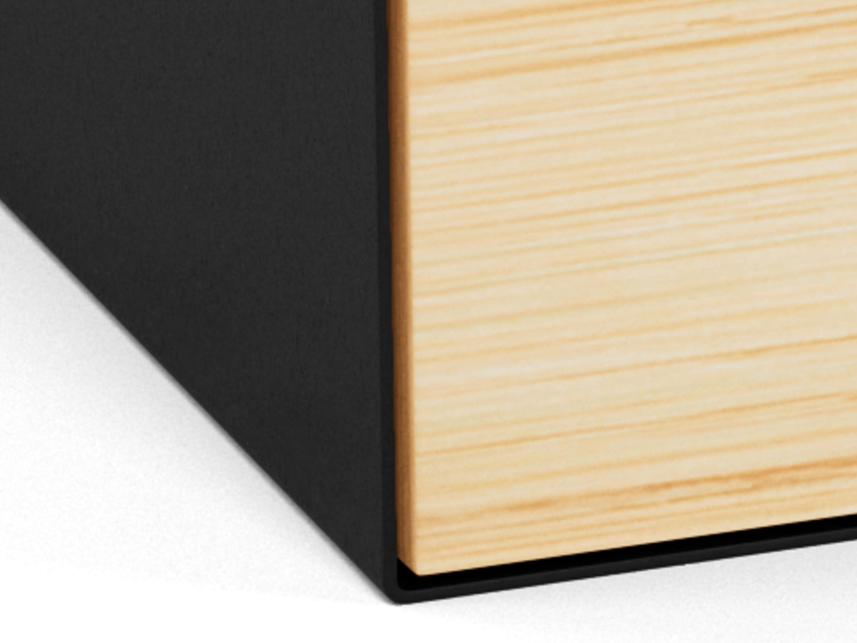 Mesa de cabeceira Norsica 375 (Preto + Madeira clara)