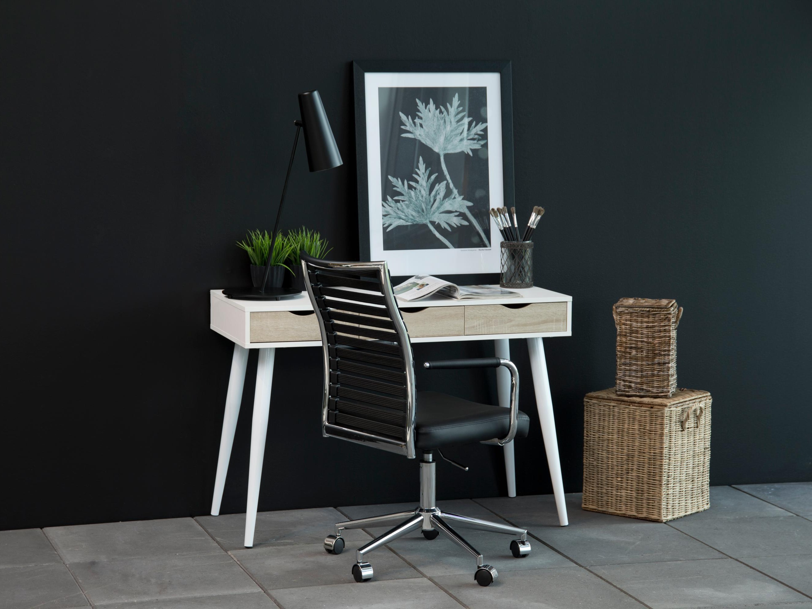 Mesa de escritório Norsica 113 (Branco + Carvalho)