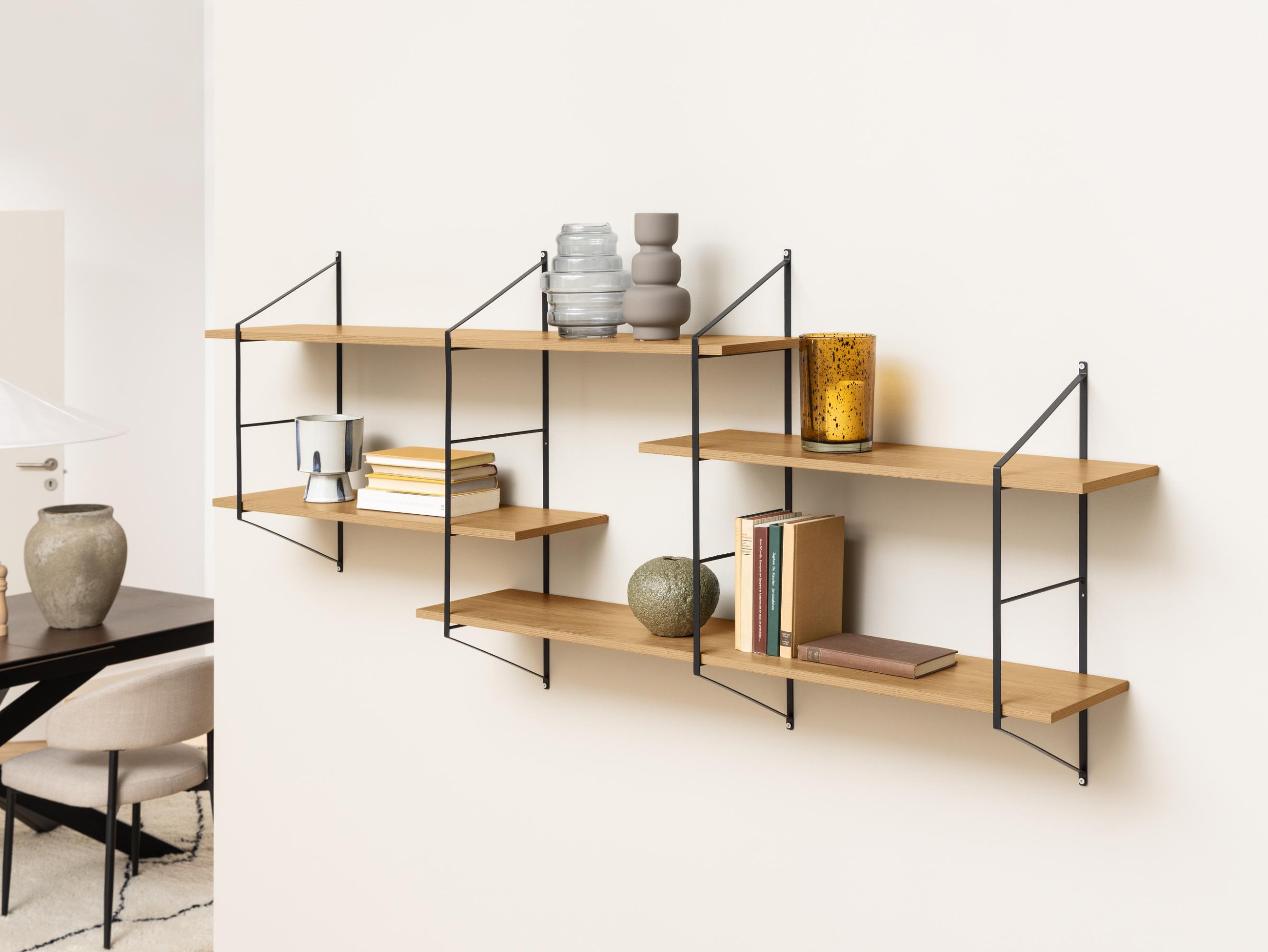 Estante de parede Norsica 447 (Castanho claro + Preto)