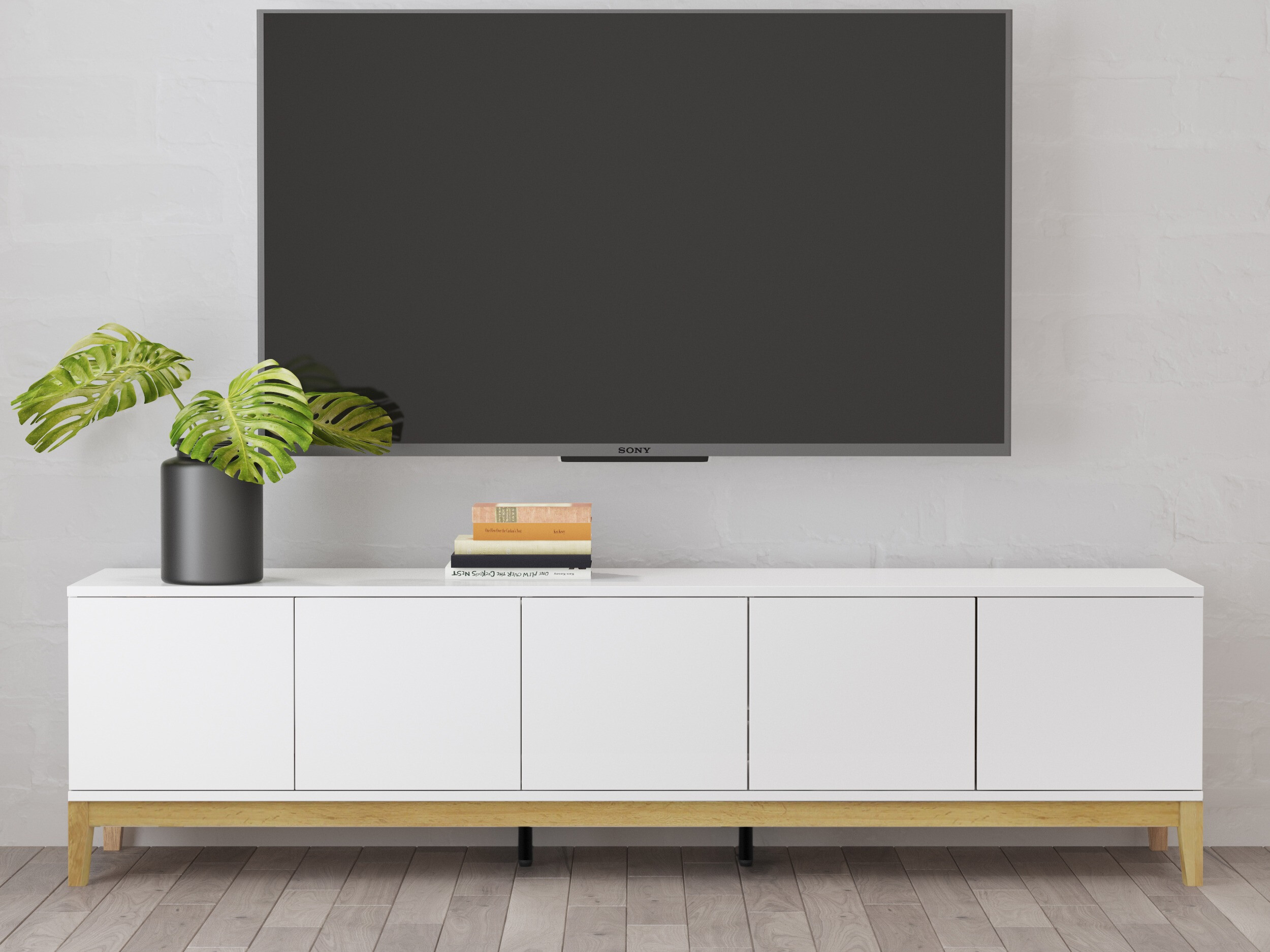 Móvel de TV Felmelo 100 (Branco + Carvalho wotan)