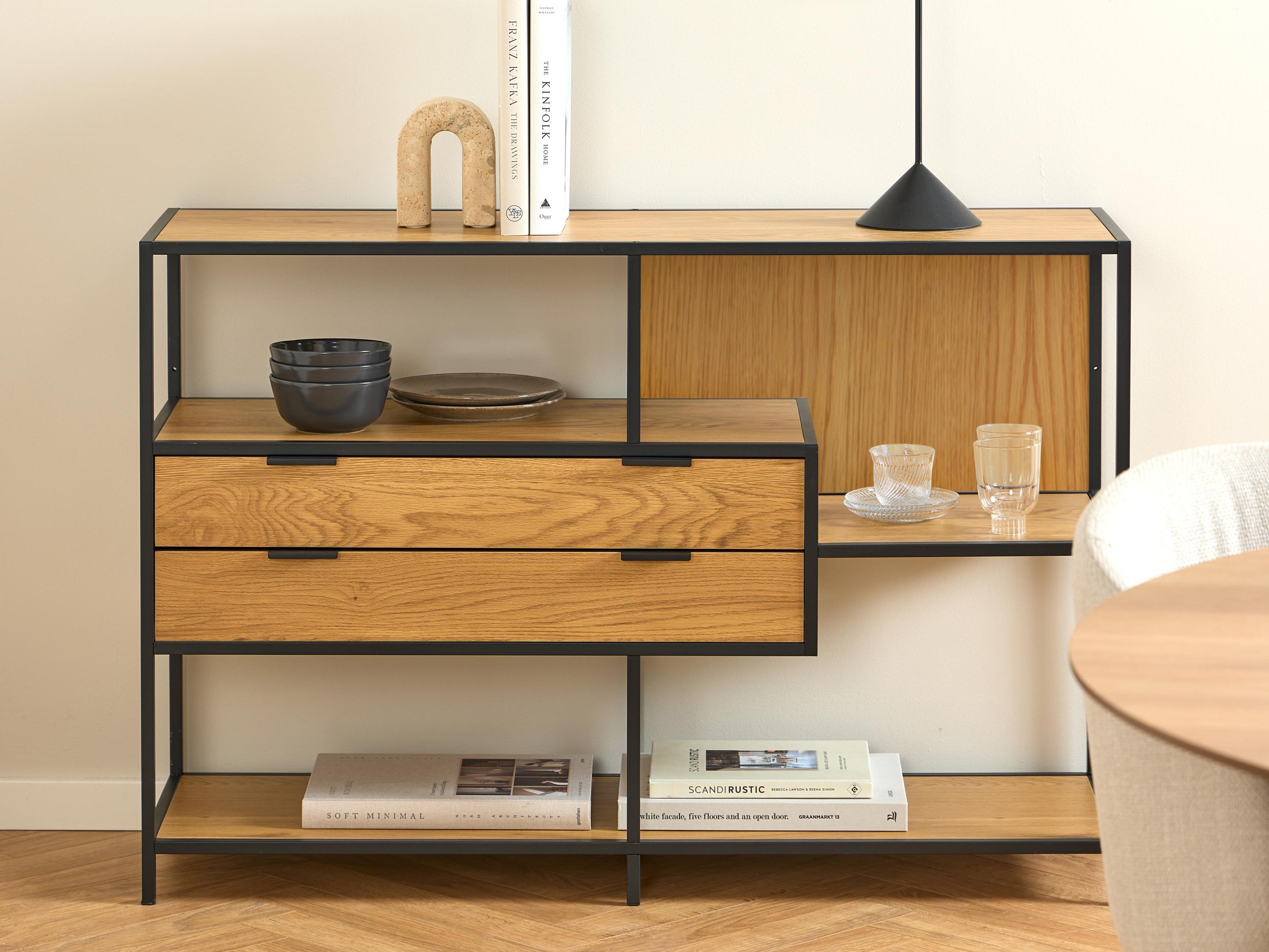 Estante Norsica Sevferi 183 (Preto + Carvalho selvagem)