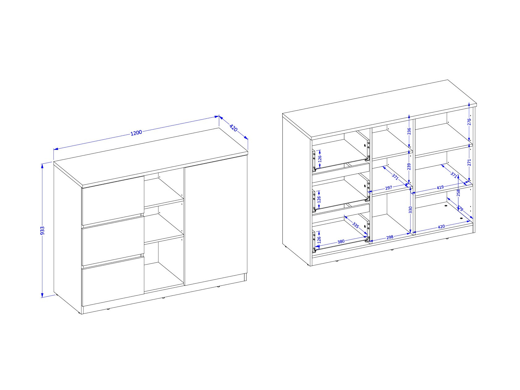 Cómoda Nolcala 109 (Carvalho + Bege)