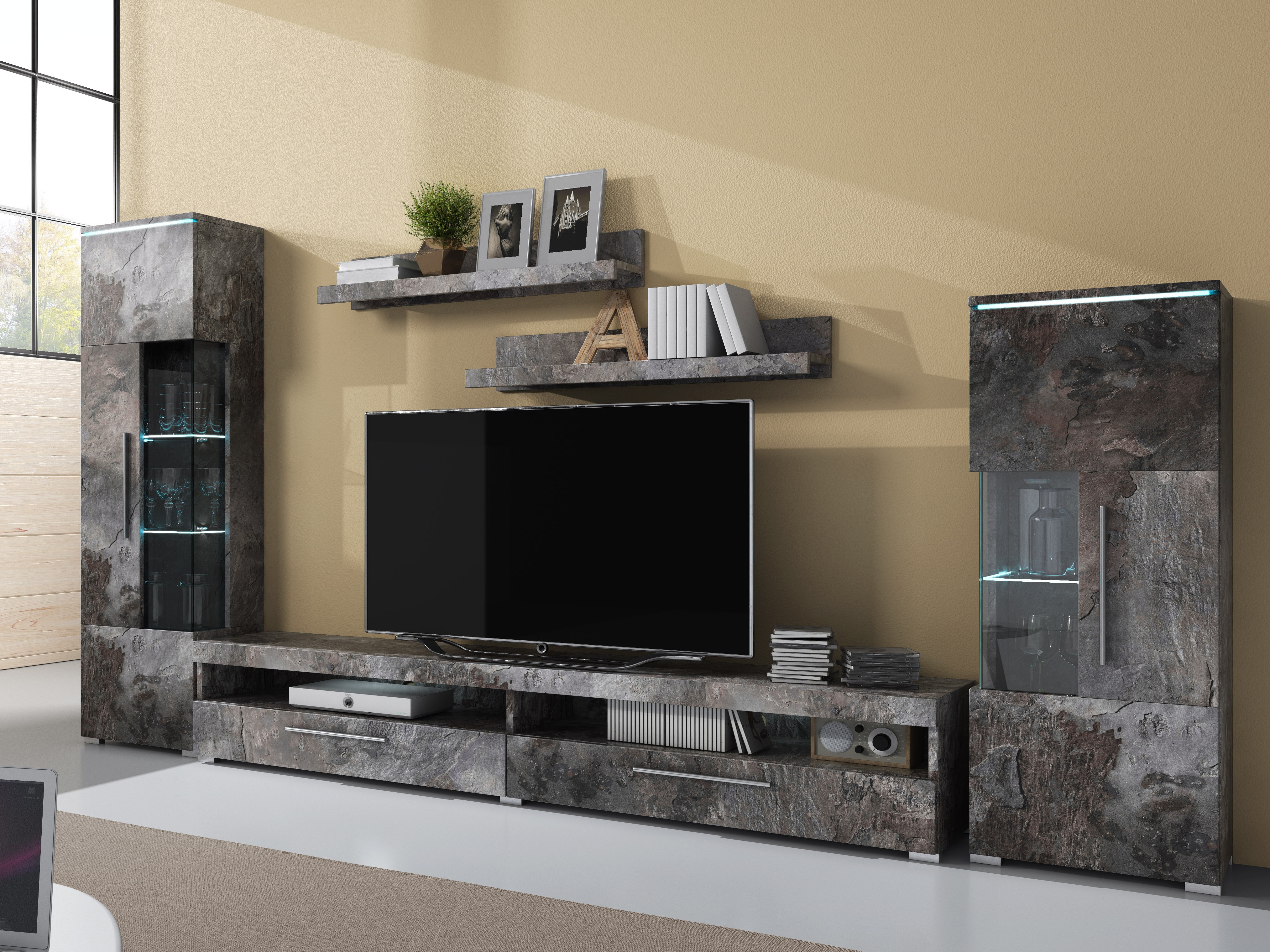 Conjunto de prateleiras suspensas Torvire 105 (Concreto escuro)