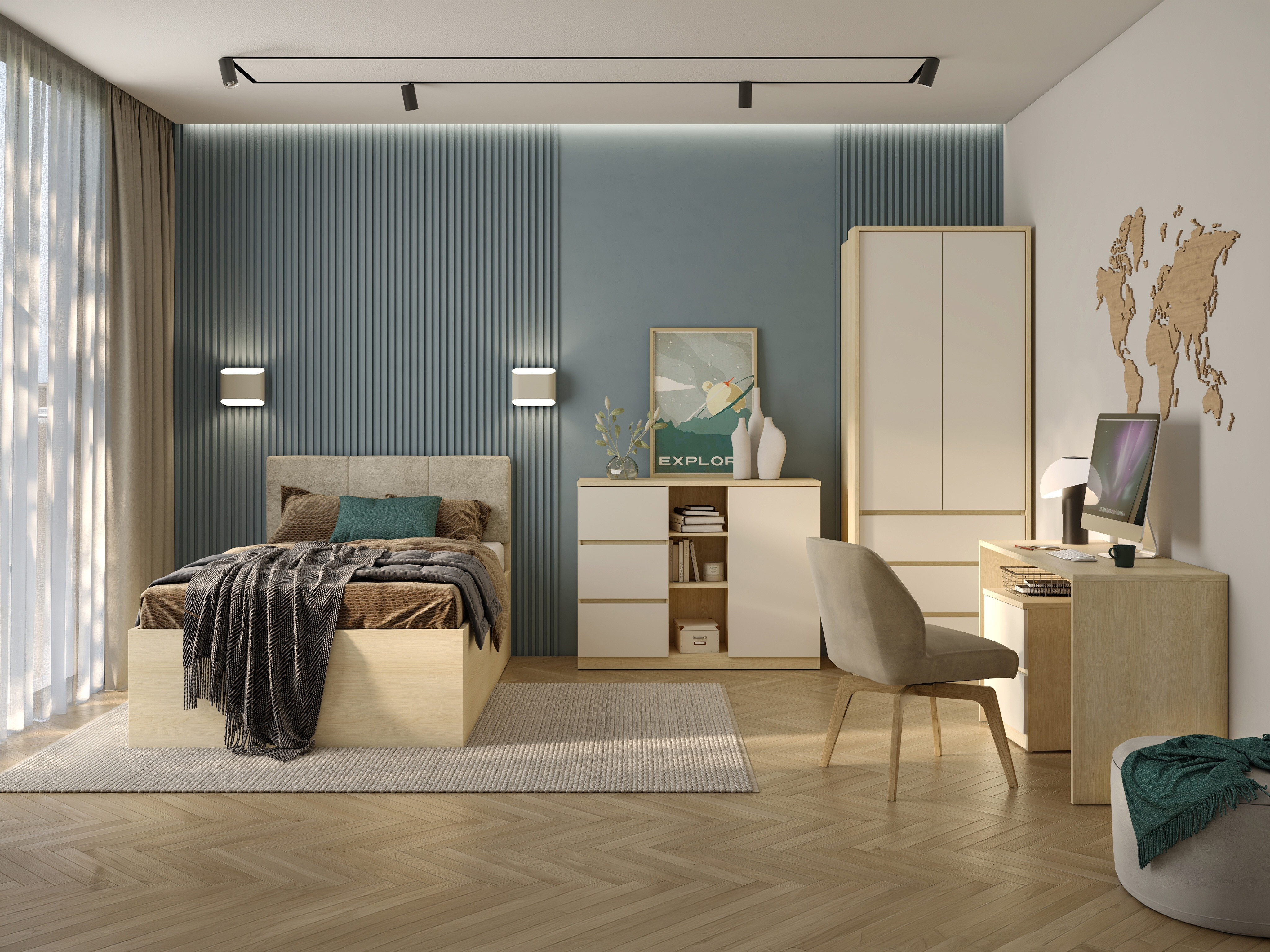 Cómoda Nolcala 109 (Carvalho + Bege)