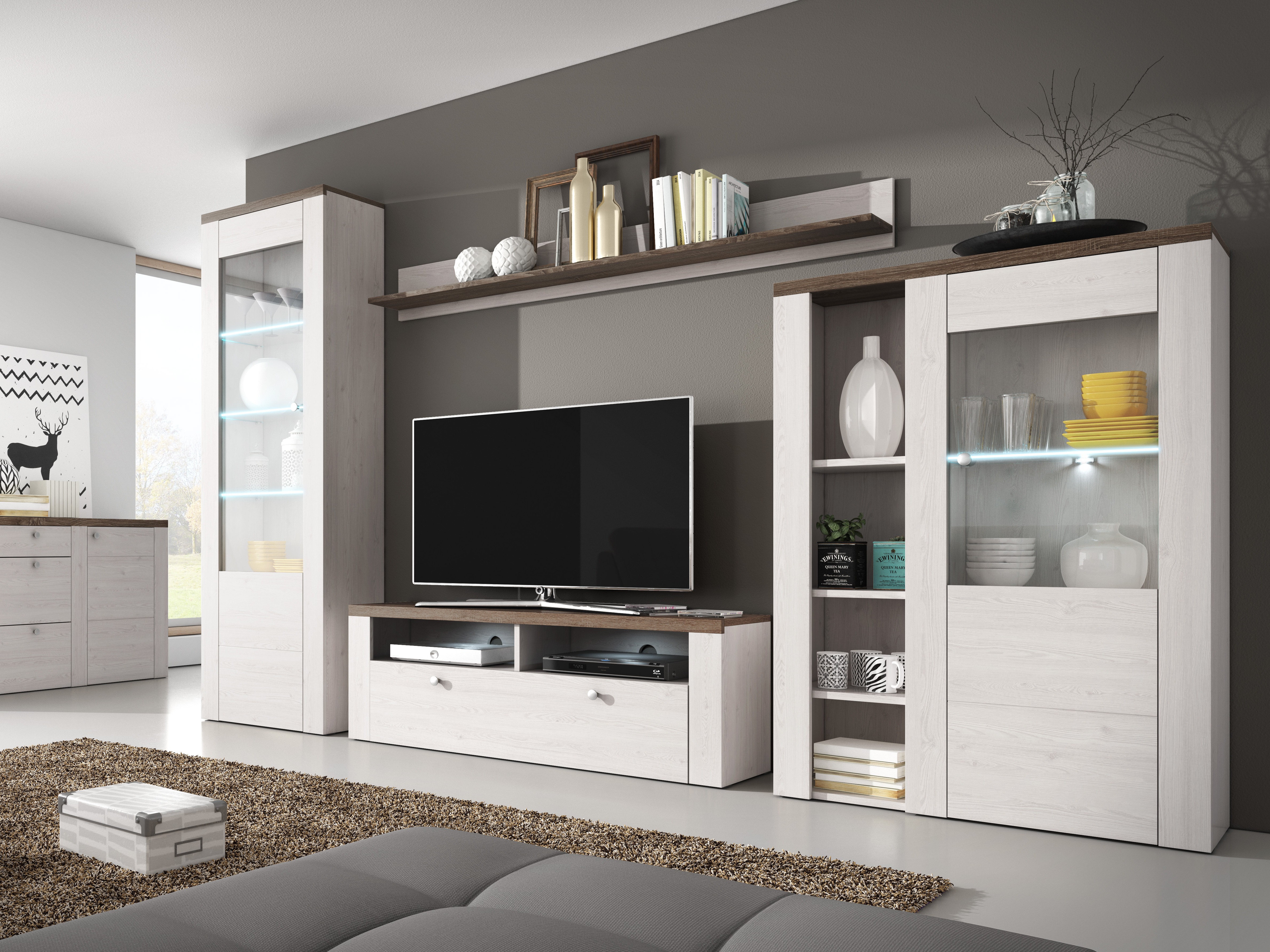 Estante de parede Salelbo 101 (Lariço Sibu + Trufa carvalho)