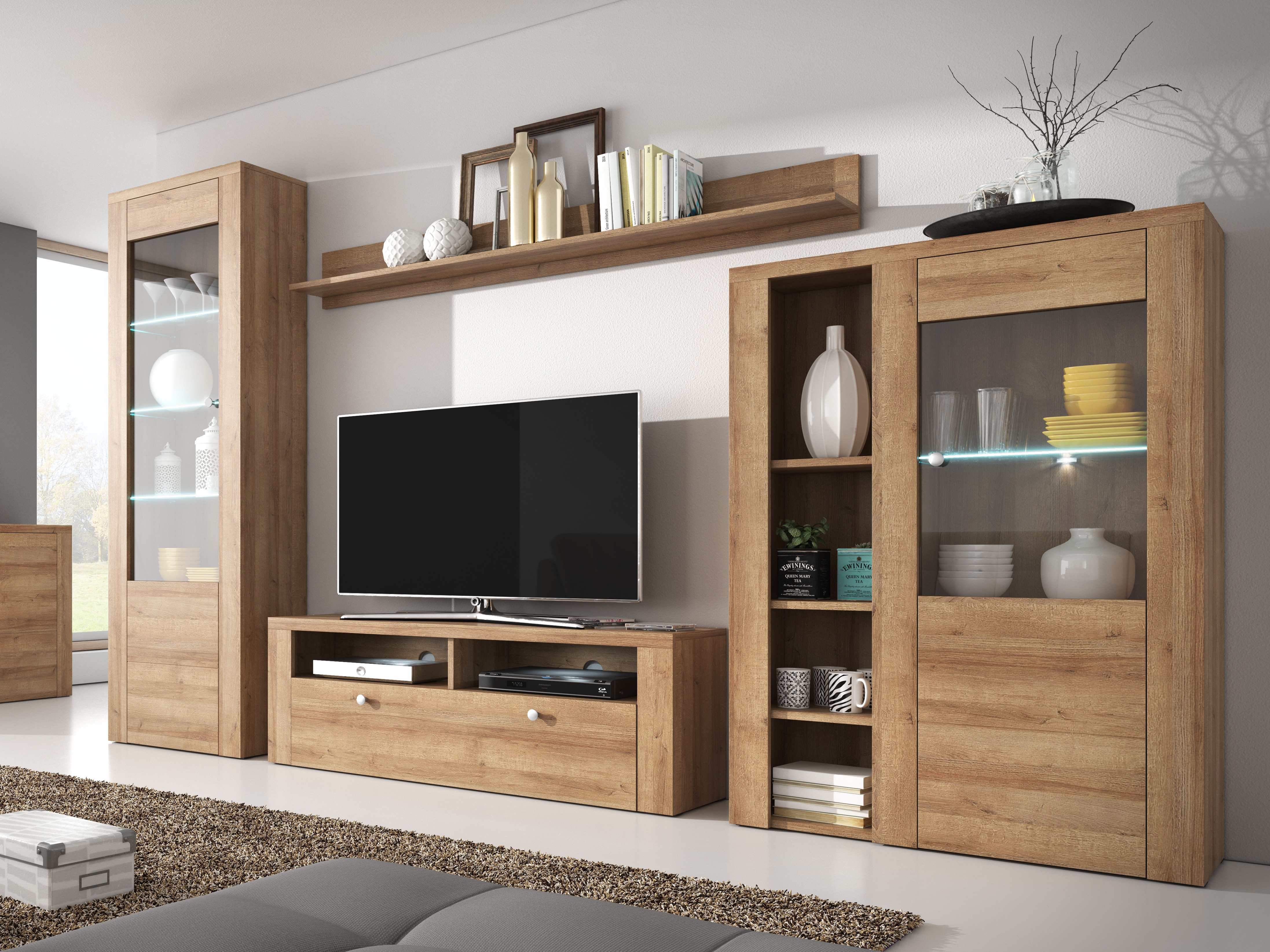 Estante de parede Salelbo 101 (Riviera carvalho)