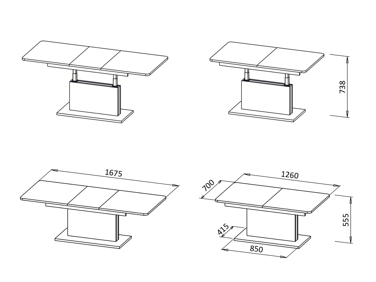 Mesa de centro extensível Houston 1253 (Carvalho wotan)