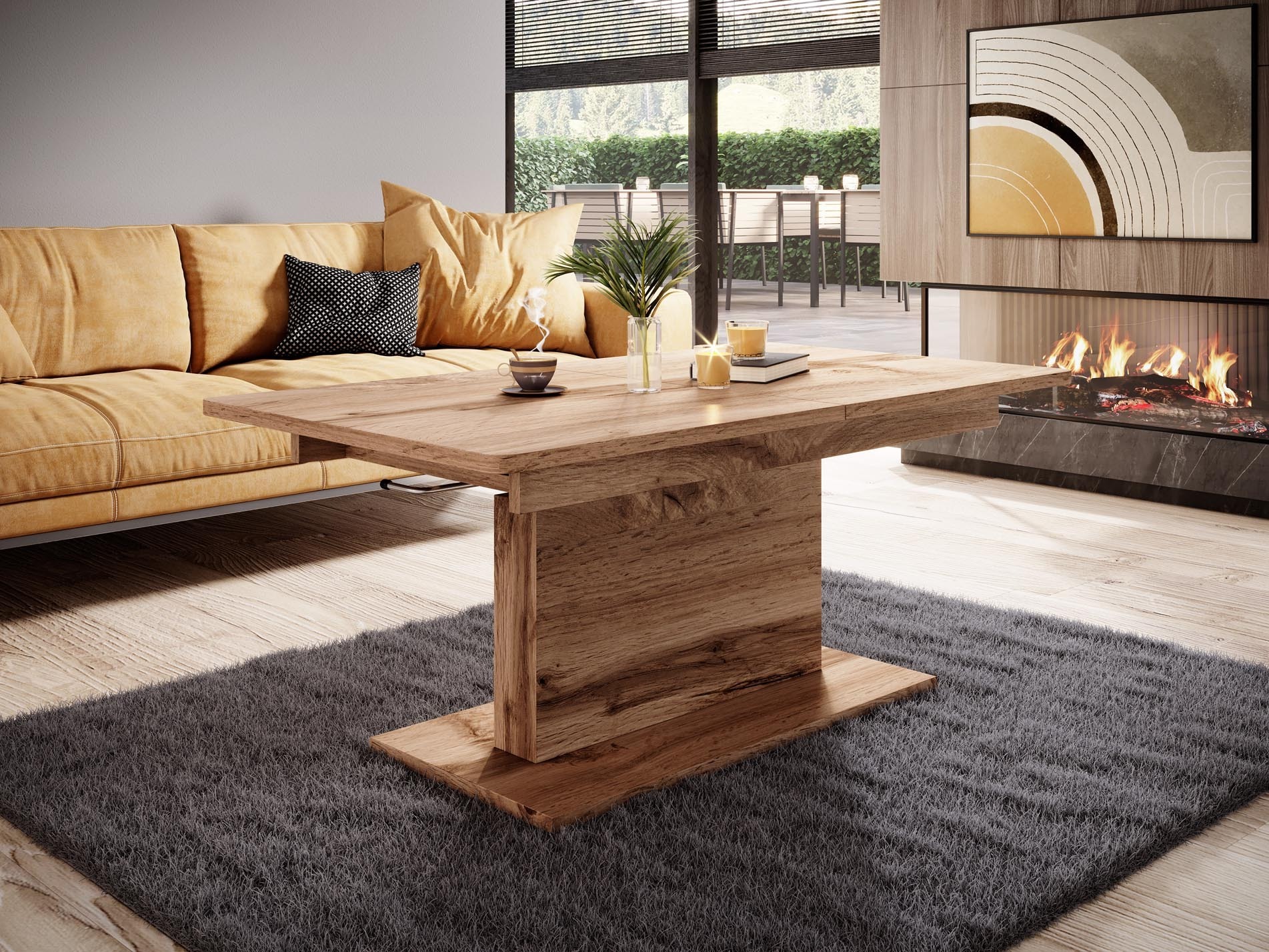 Mesa de centro extensível Houston 1253 (Carvalho wotan)