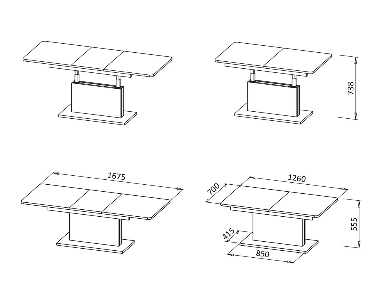 Mesa de centro extensível Houston 1253 (Mate branco)