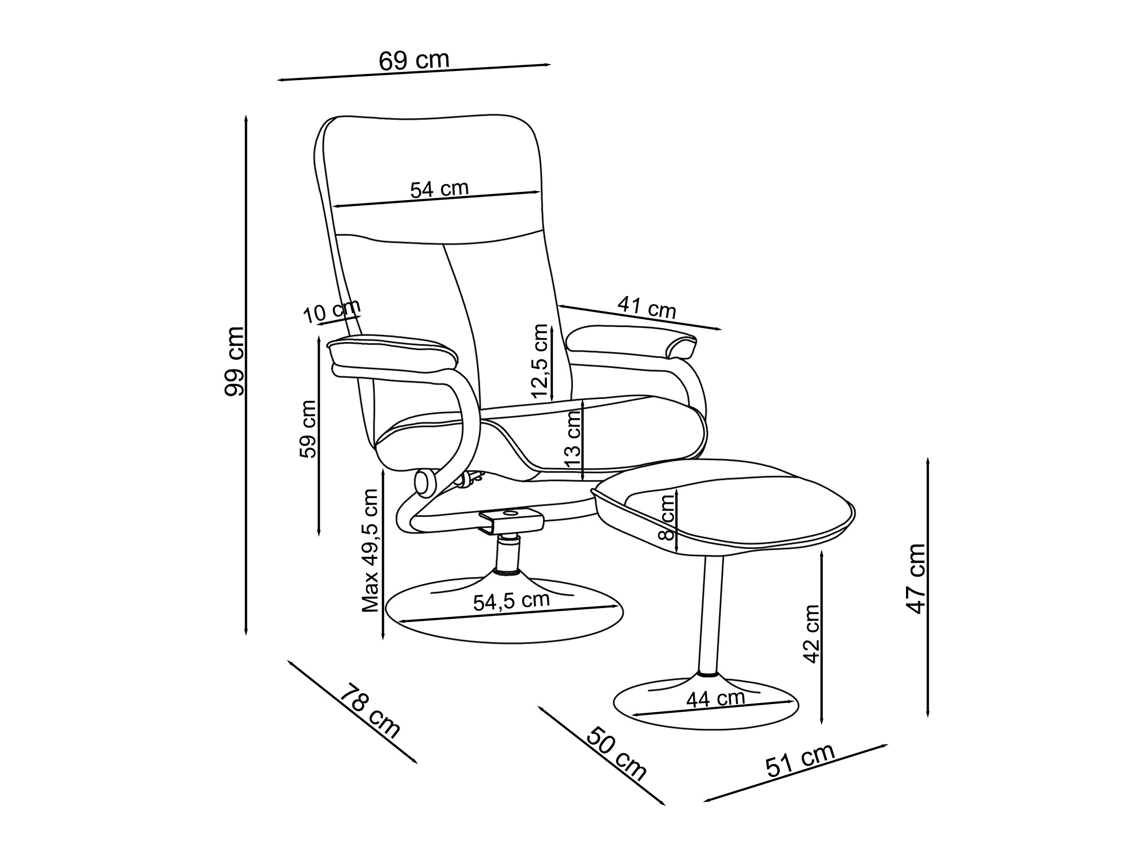 Poltrona reclinável Denton 1540 (Cinzento)