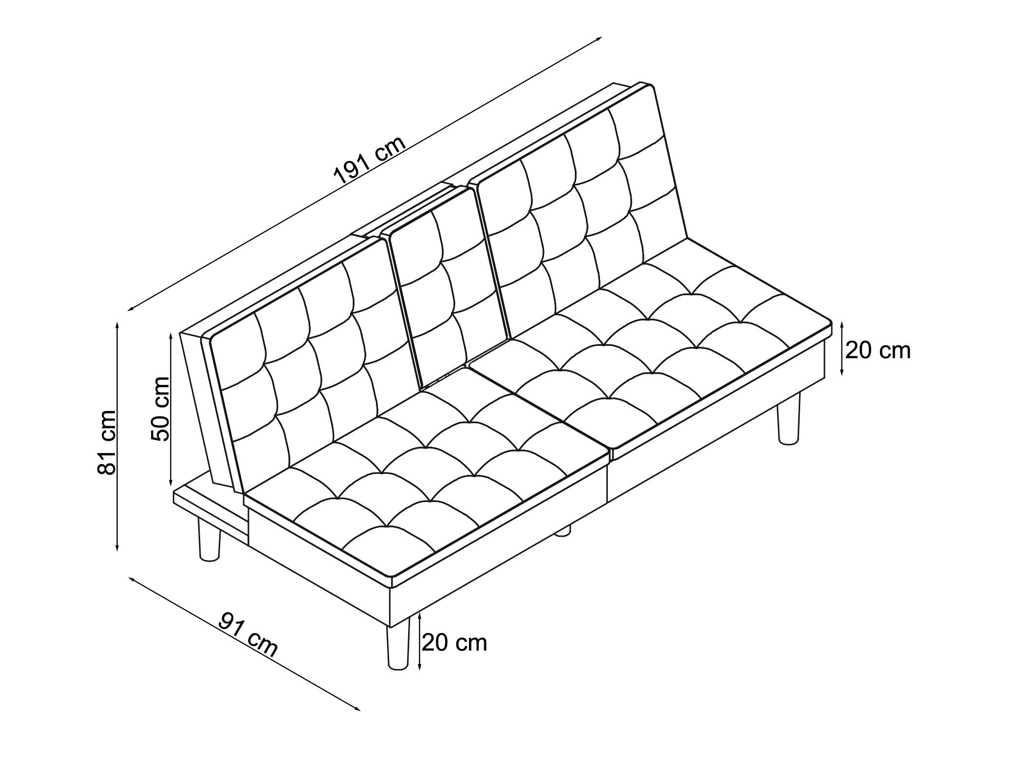 Sofá-cama Tulsa 683 (Cinzento)