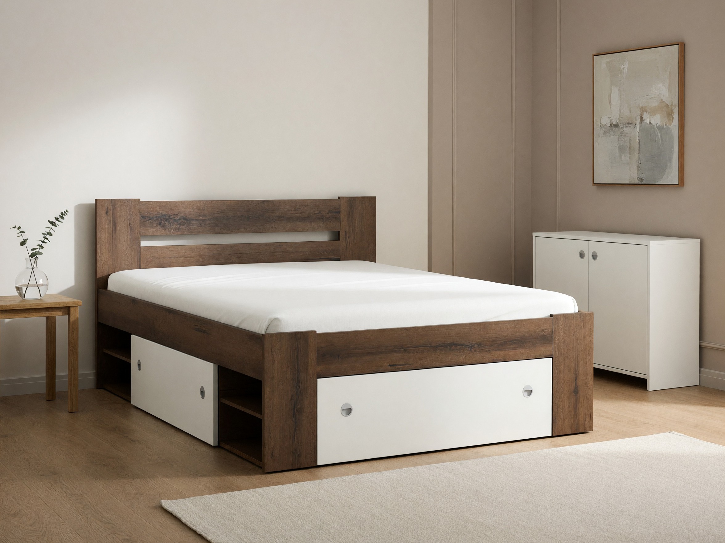 Cama Novsore 130 (Carvalho escuro)