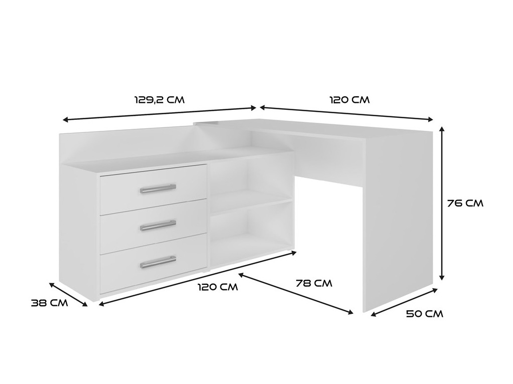 Mesa de escritório para cantos Mandeville 131 (Mate branco)