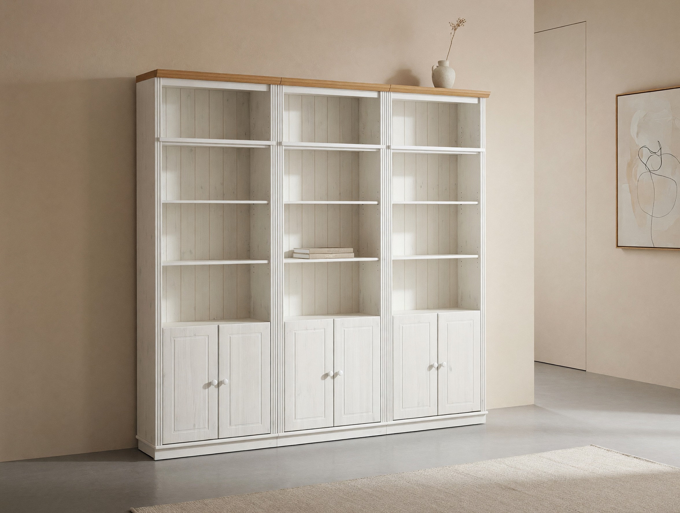 Conjunto de estante Saltoro 117 (Branco + Carvalho de mel)