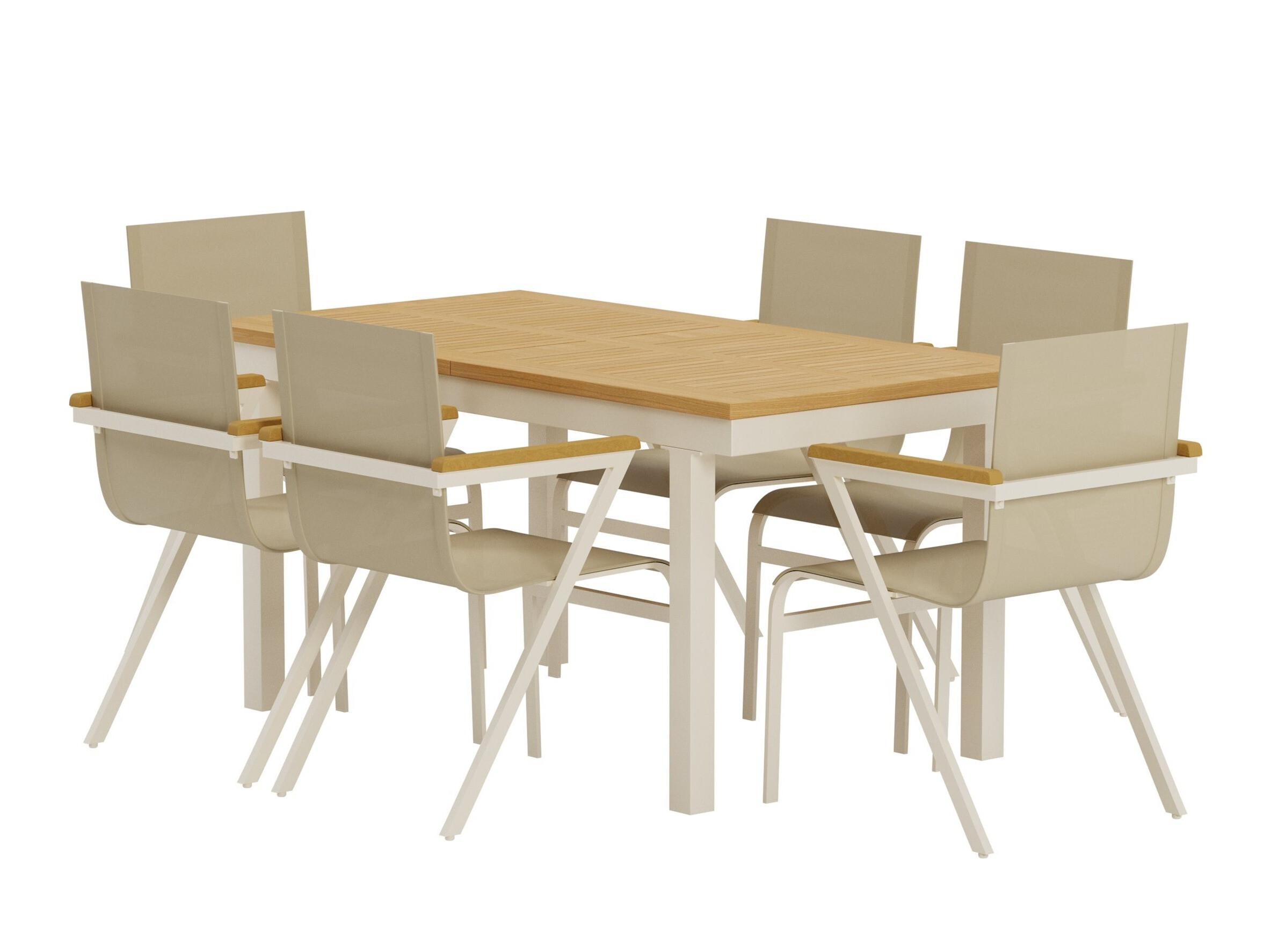 Conjunto de mesa e cadeiras Dallas 5203 (Teca + Bege)