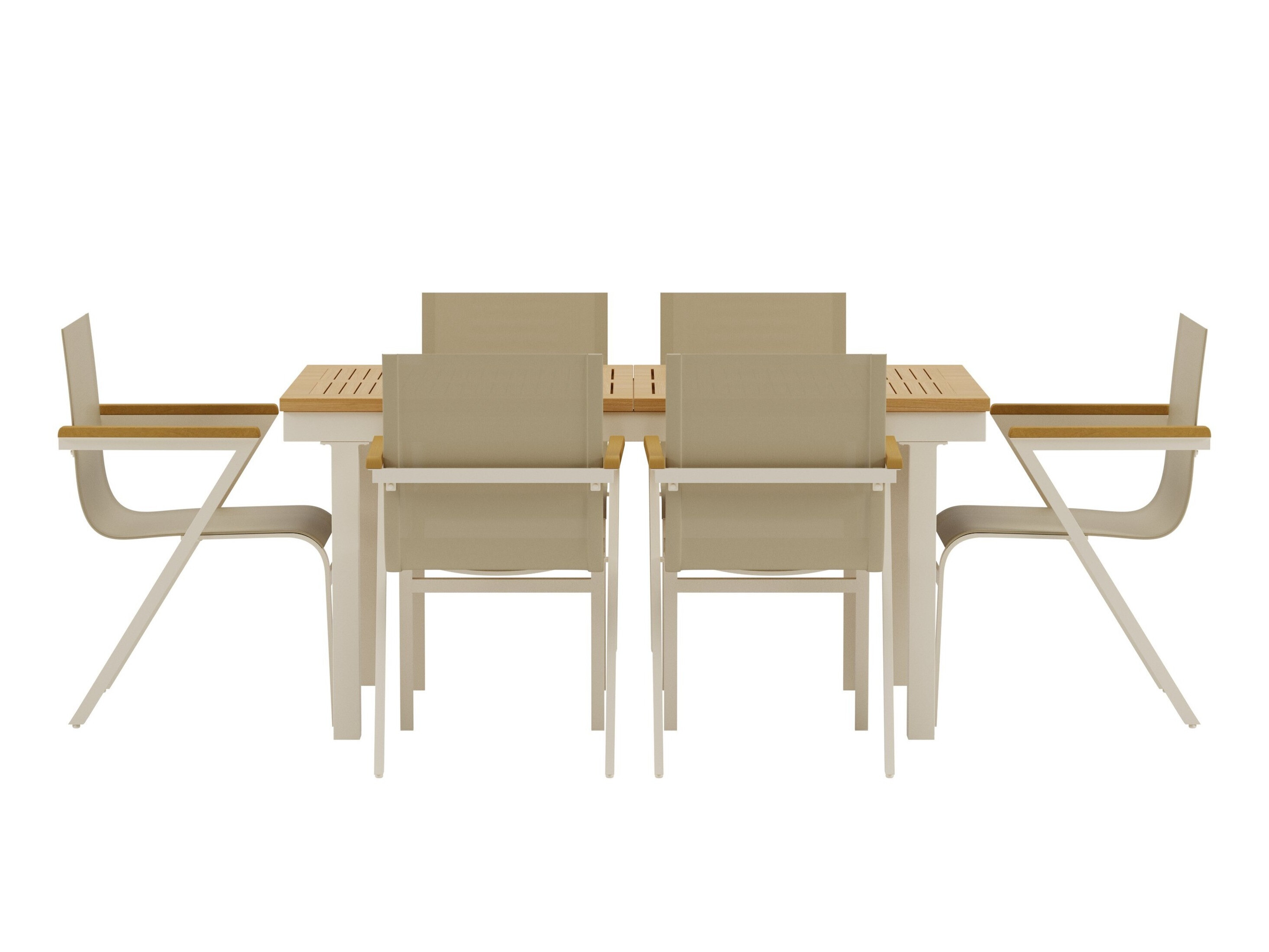 Conjunto de mesa e cadeiras Dallas 5203 (Teca + Bege)