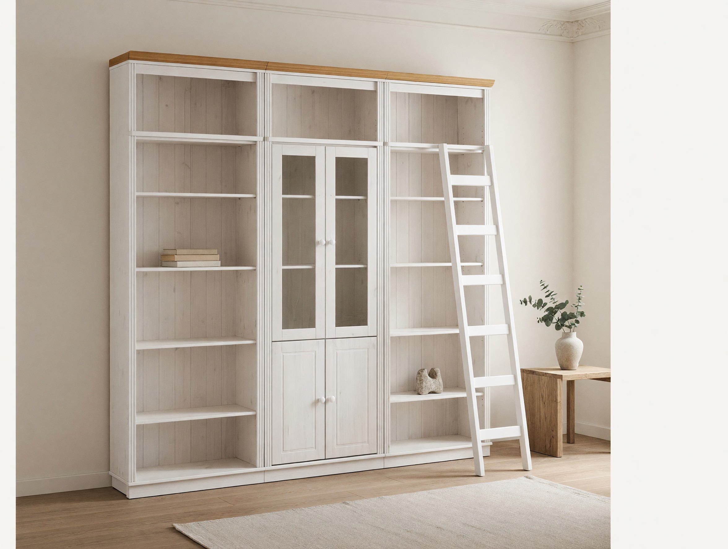 Conjunto de estante Saltoro 126 (Branco + Carvalho de mel)