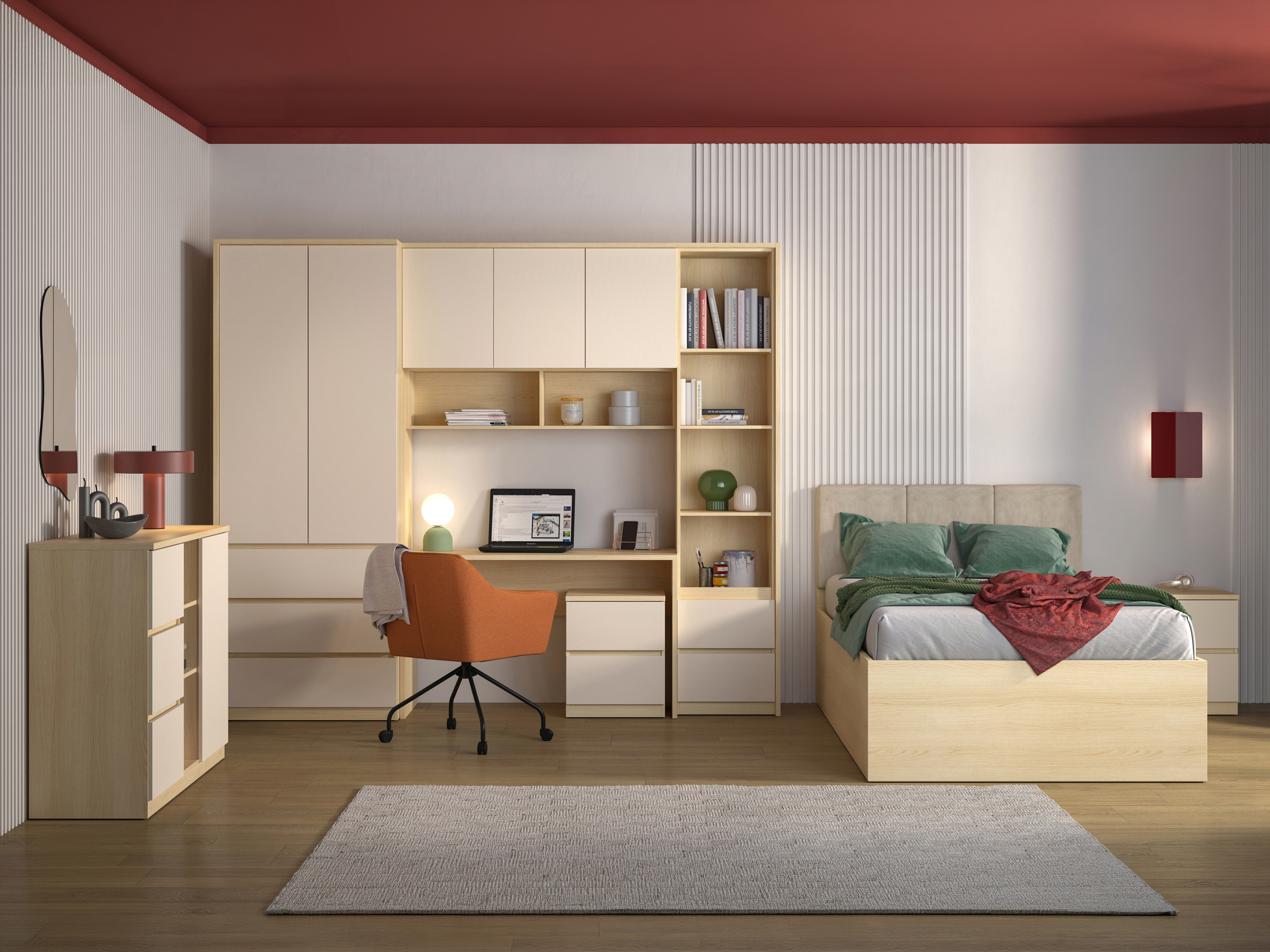 Conjunto de mobiliário Nolcala 123 (Carvalho + Bege)