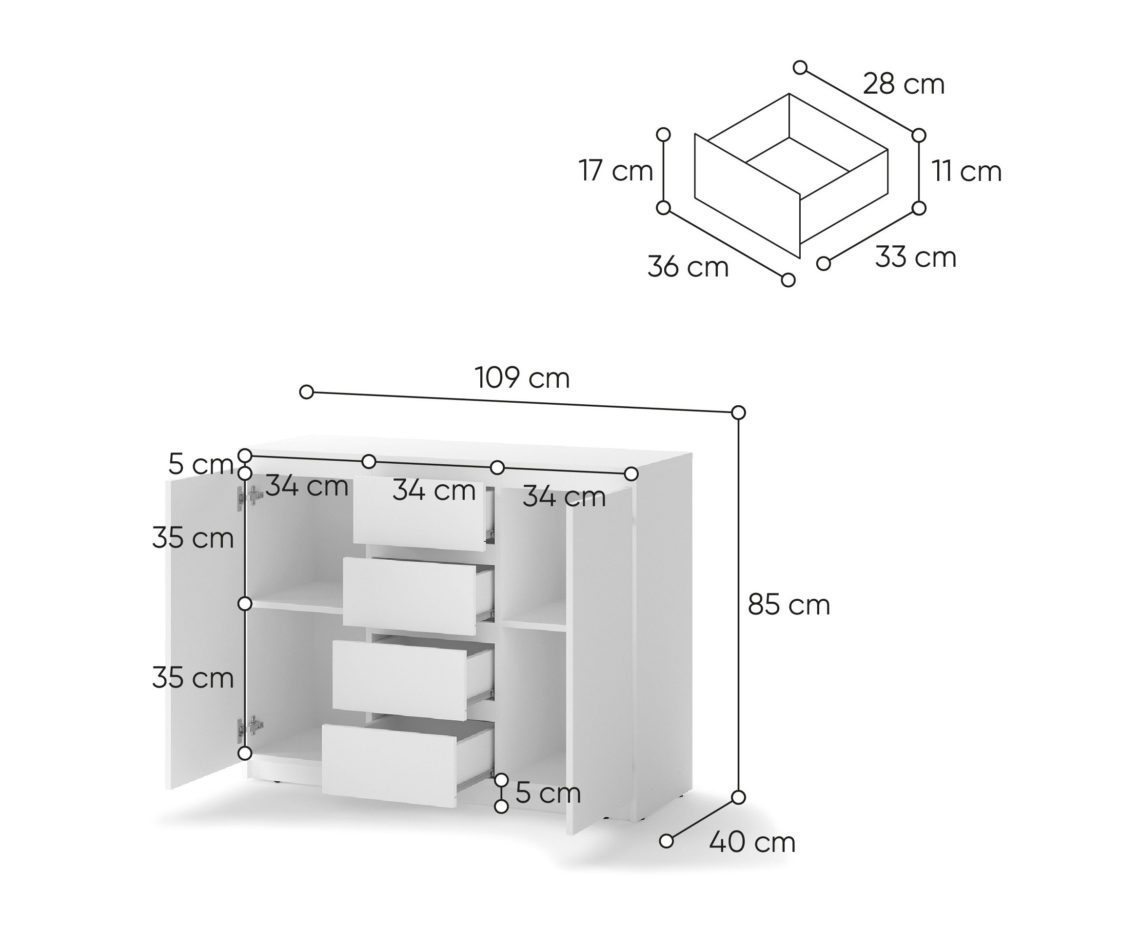 Cómoda Cirdelu 105 (Branco)