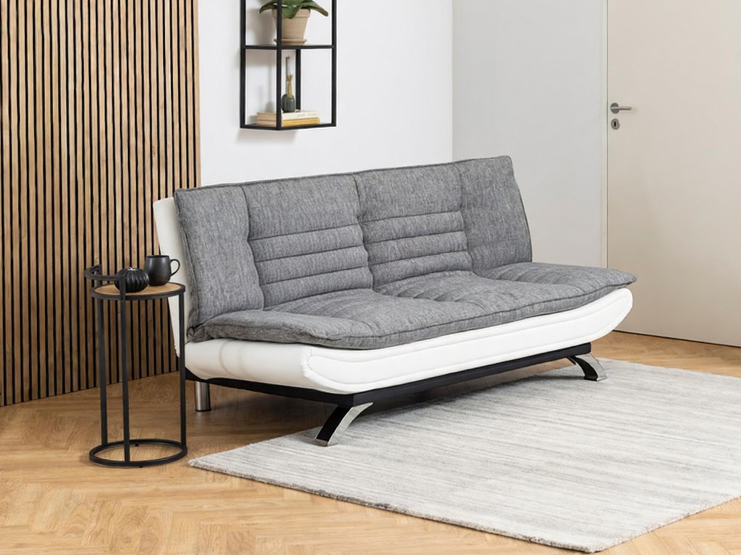 Sofá-cama Norsica 228 (Branco + Cinzento claro)