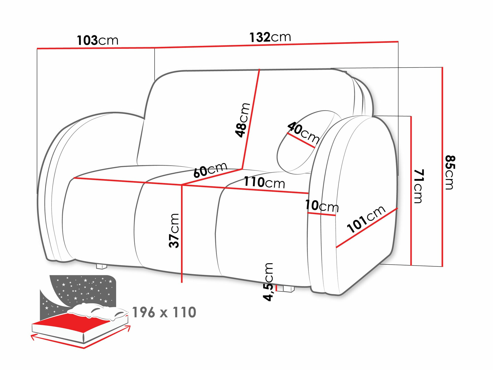 Sofá-cama SP6728 com um pequeno defeito