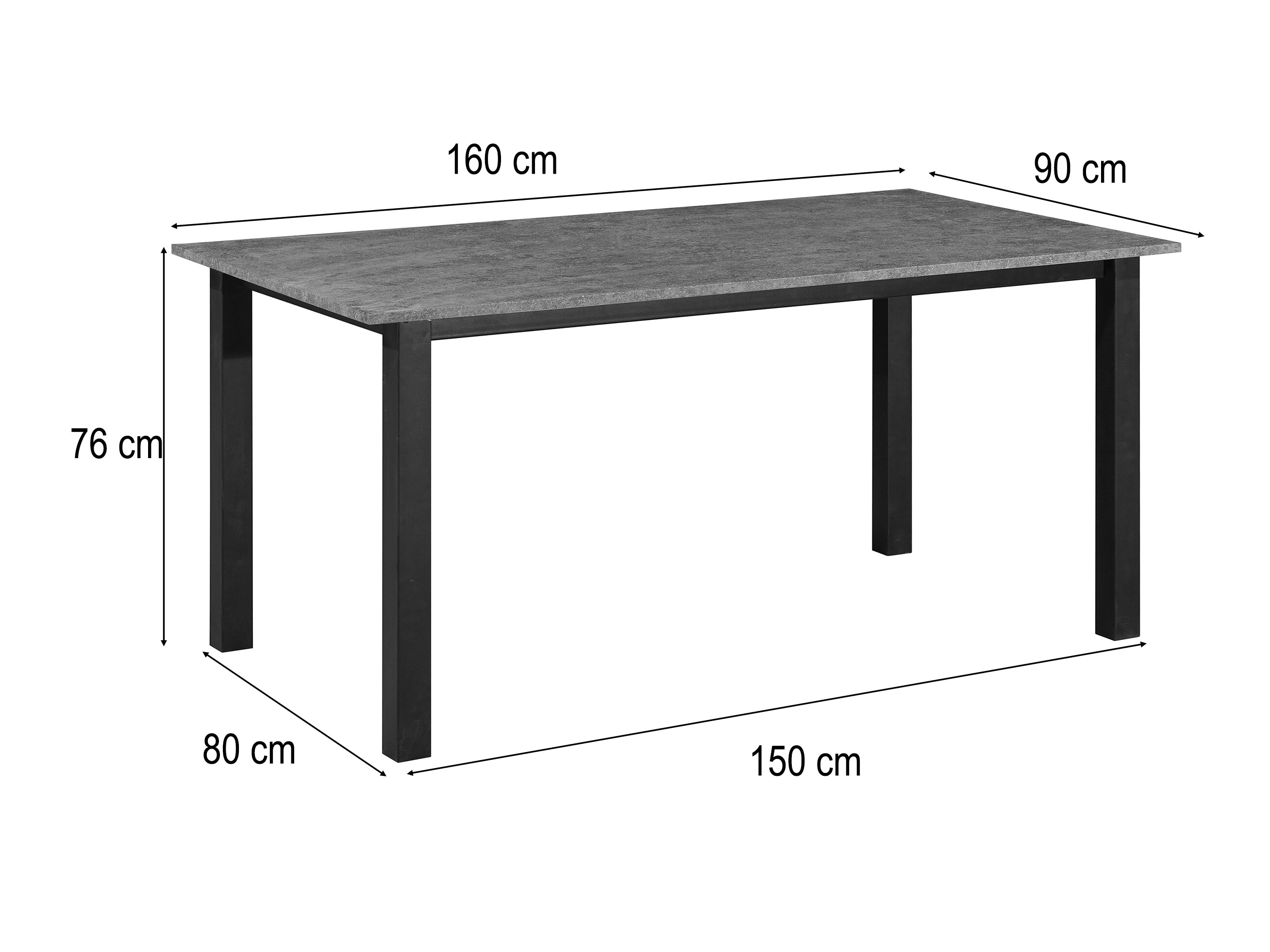 Mesa Denton 1549 (Preto + Cimento)