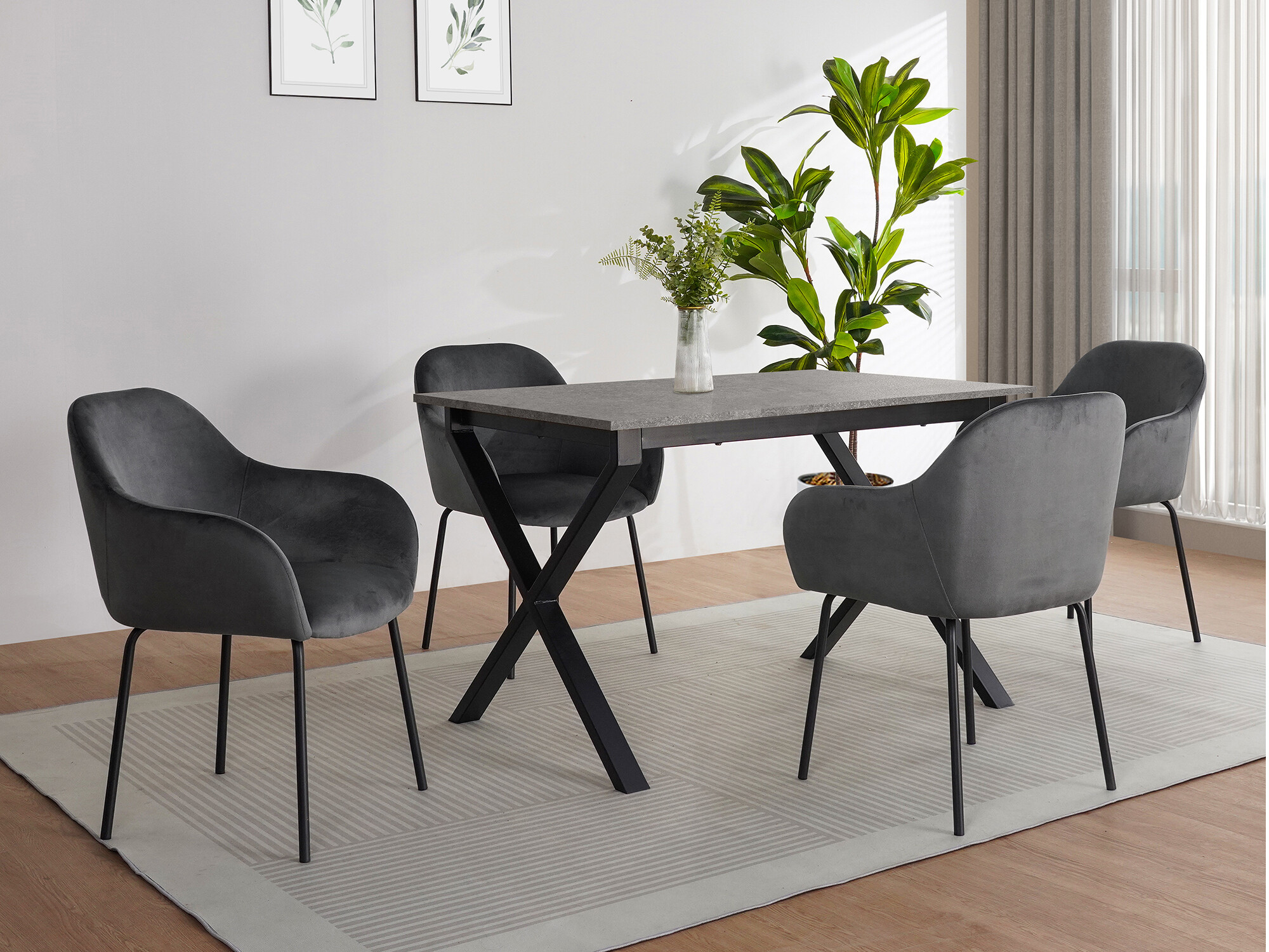 Mesa Denton 1554 (Preto + Cimento)
