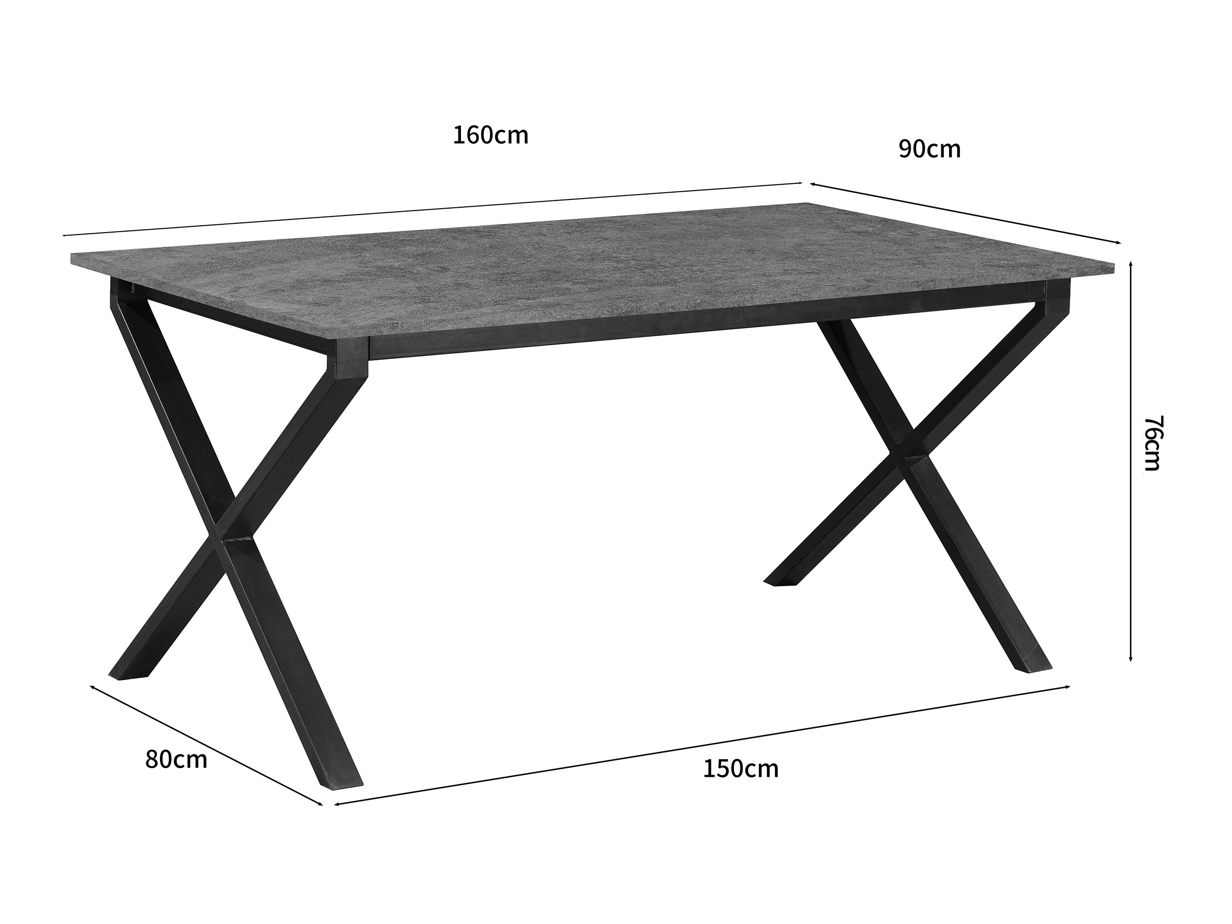 Mesa Denton 1555 (Preto + Cimento)