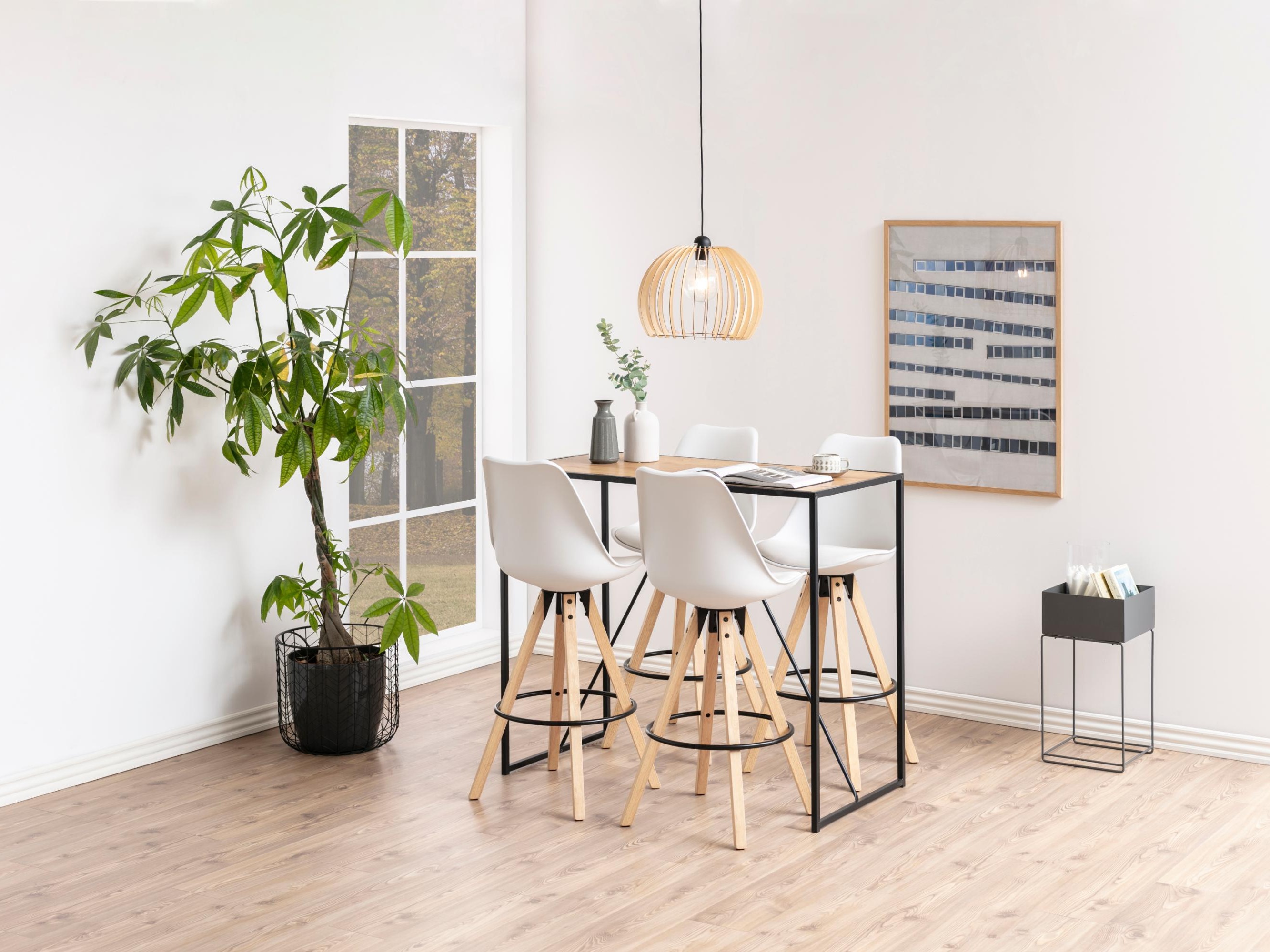 Mesa de bar Norsica Sevferi 162 (Preto + Carvalho selvagem)