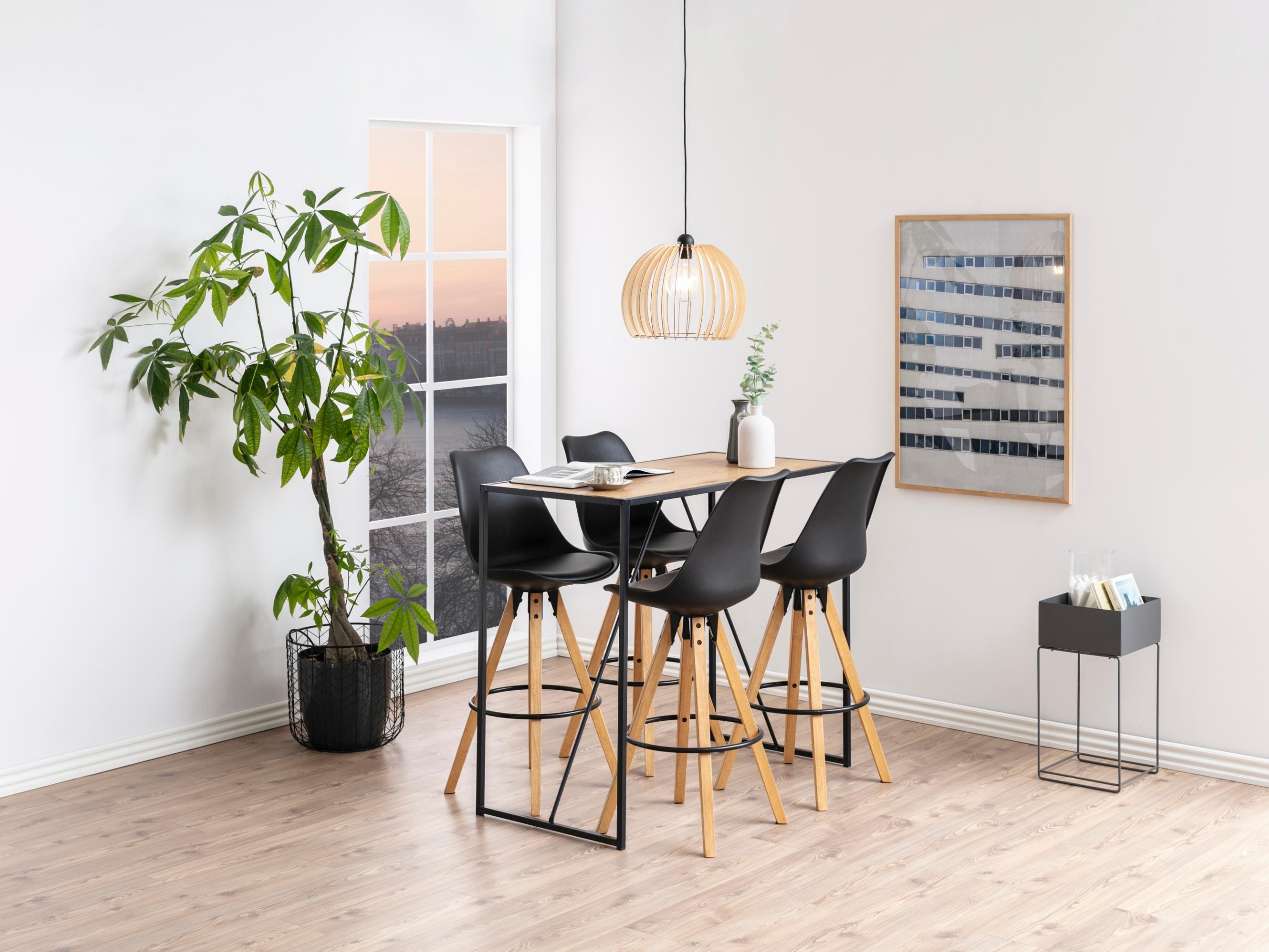 Mesa de bar Norsica Sevferi 162 (Preto + Carvalho selvagem)