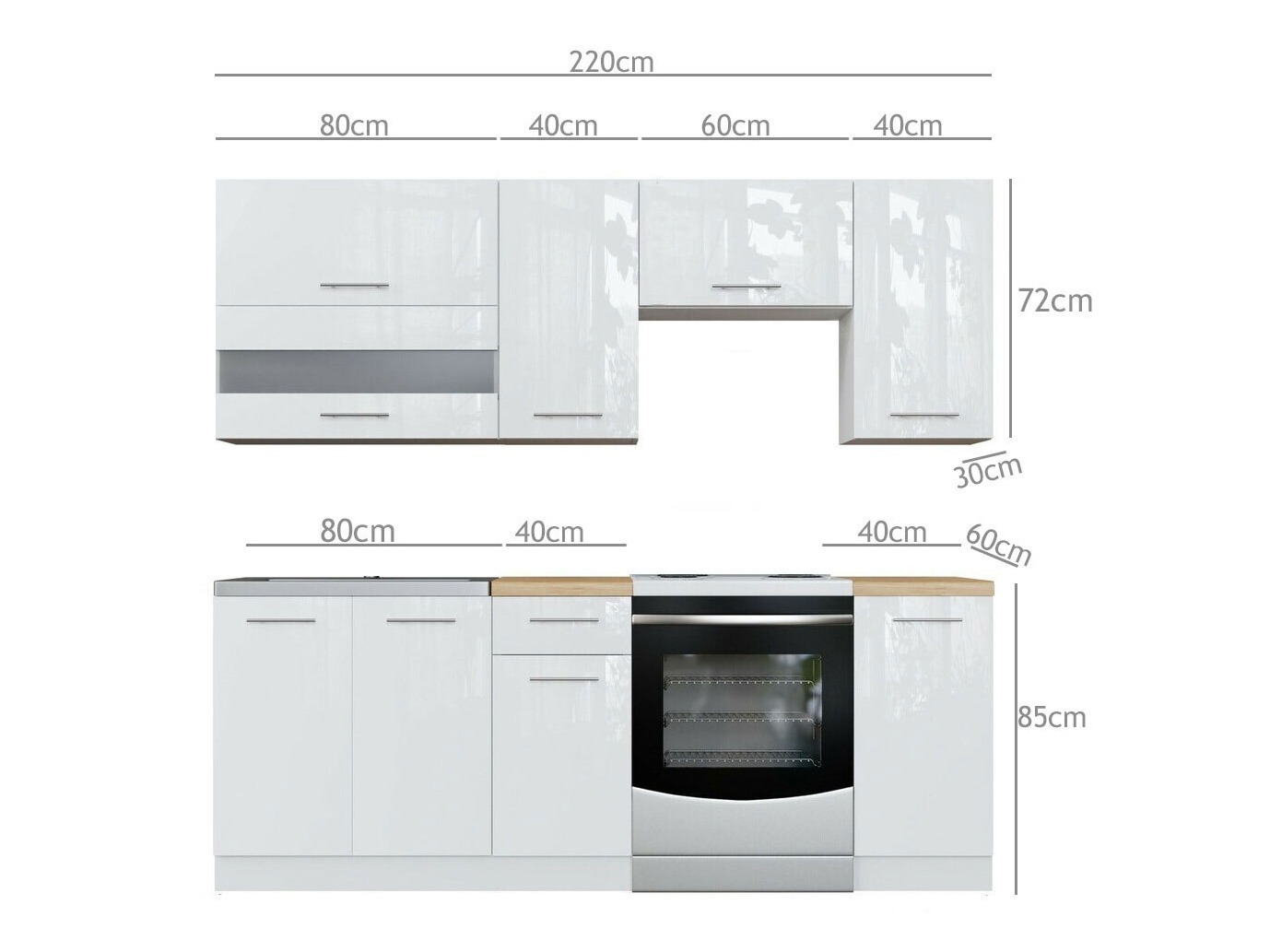 Conjunto de cozinha modular Tiffa Grey 104