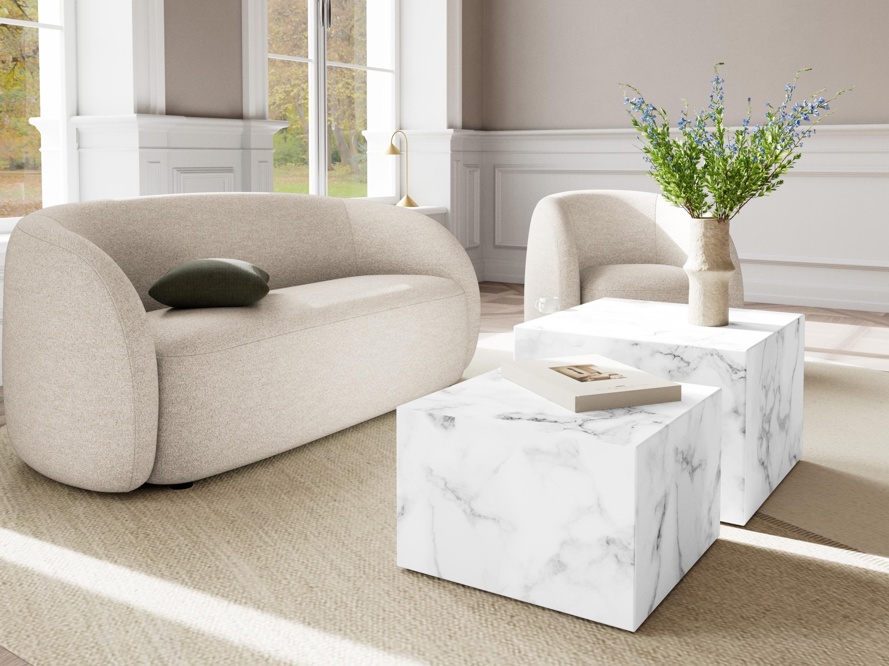 Conjunto de mesa de centro Norsica 603 (Marmore branco)