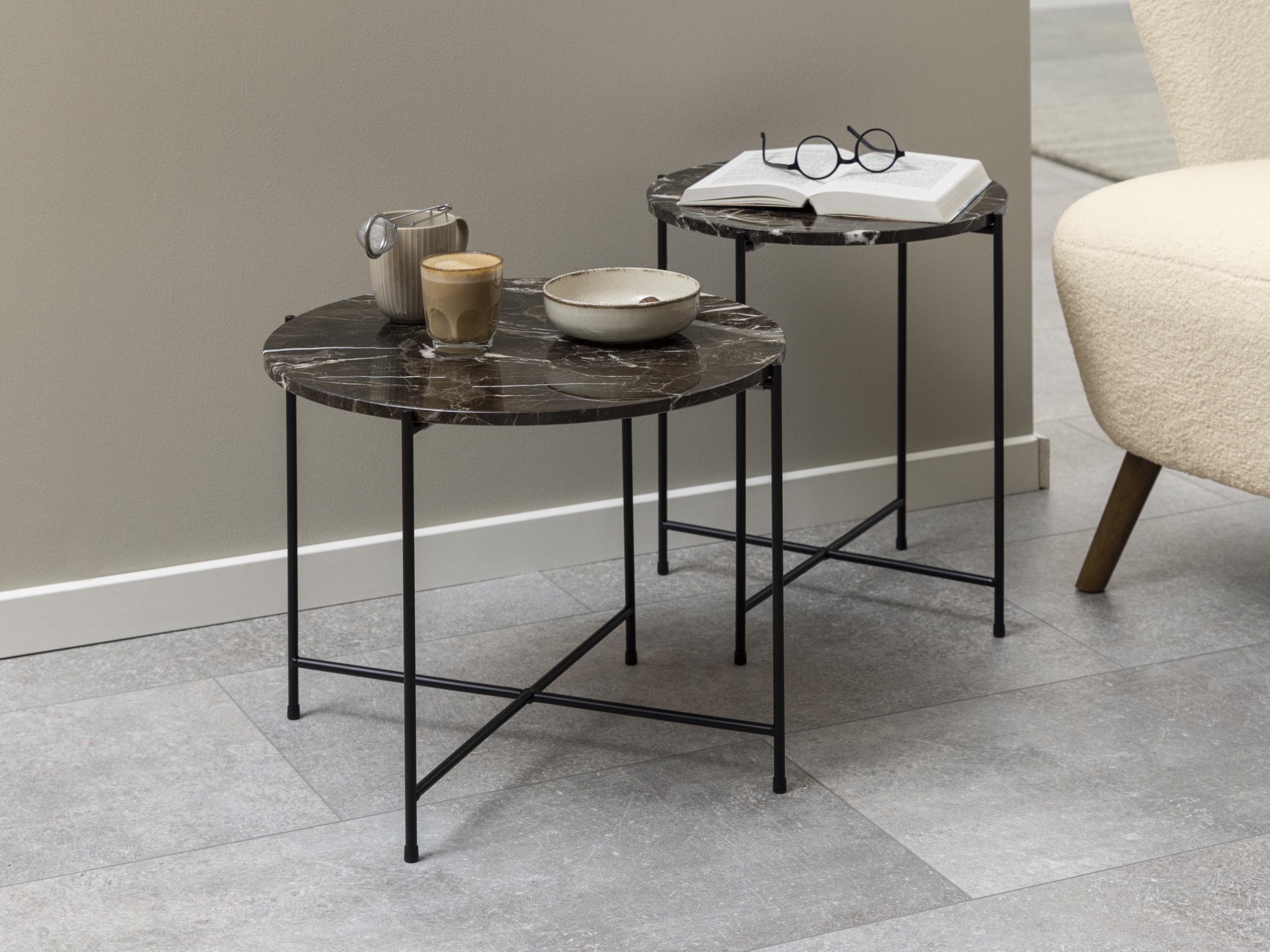 Mesa de apoio Norsica 609 (Mármore marrom + Preto)