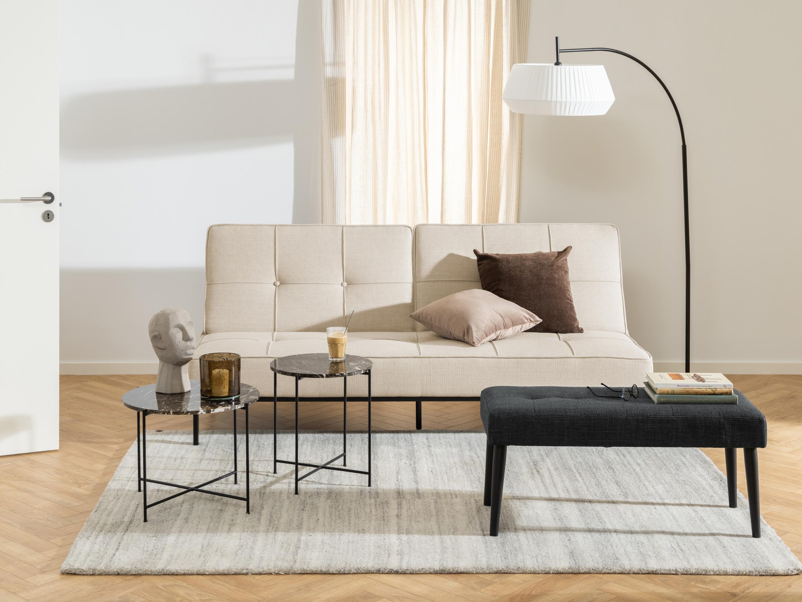 Mesa de apoio Norsica 609 (Mármore marrom + Preto)