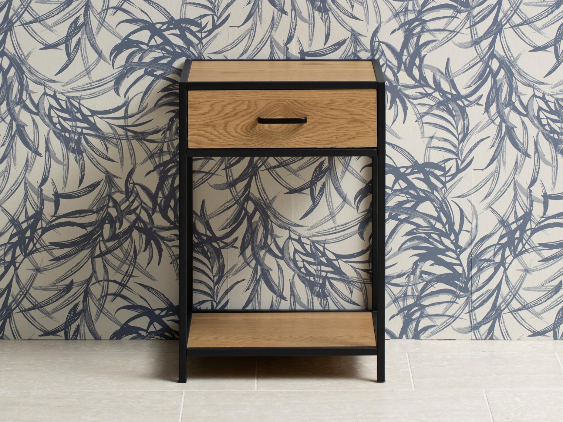 Mesa de cabeceira Norsica Sevferi 128 (Carvalho selvagem + Preto)