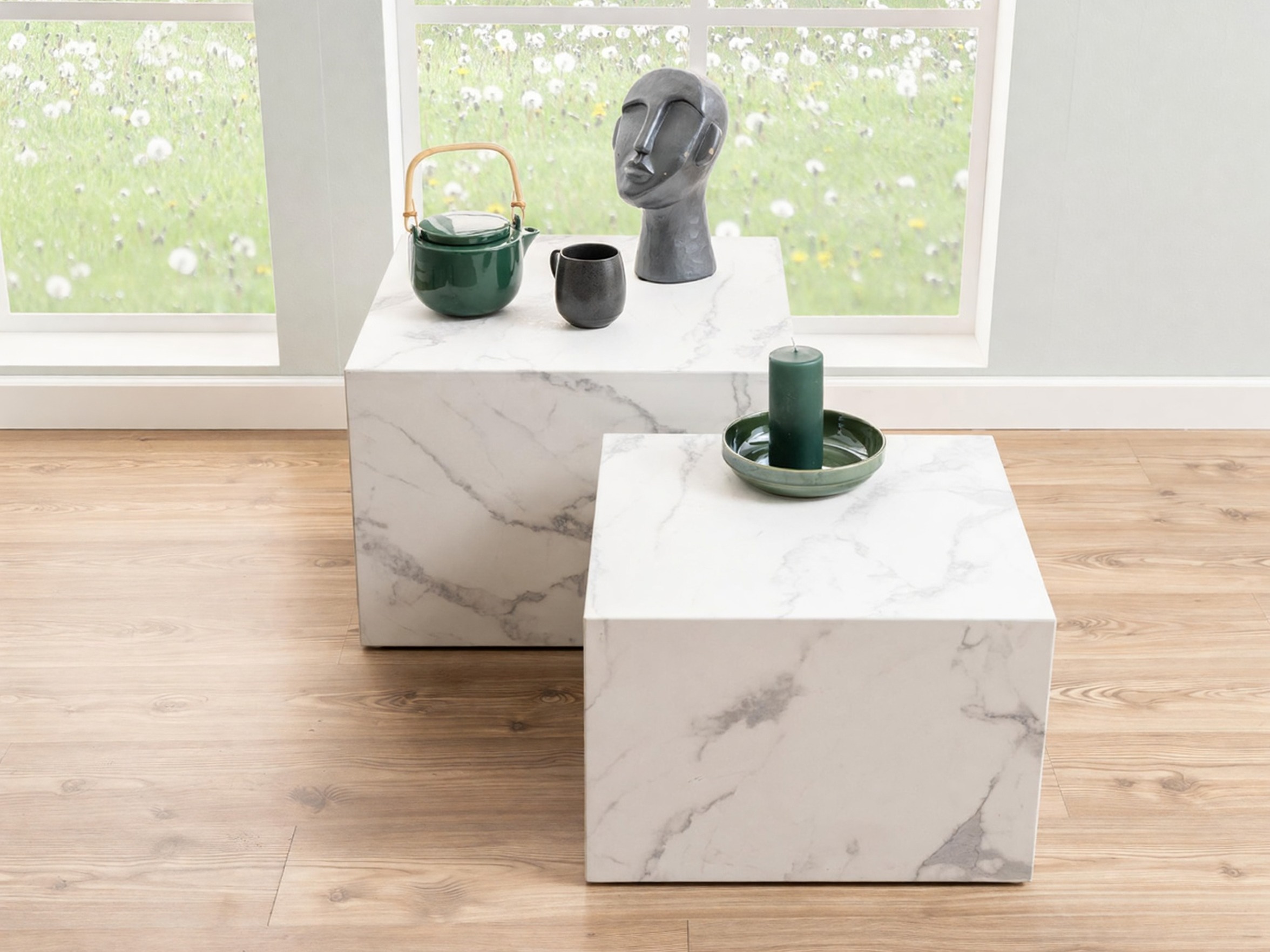 Conjunto de mesa de centro Norsica 603 (Marmore branco)