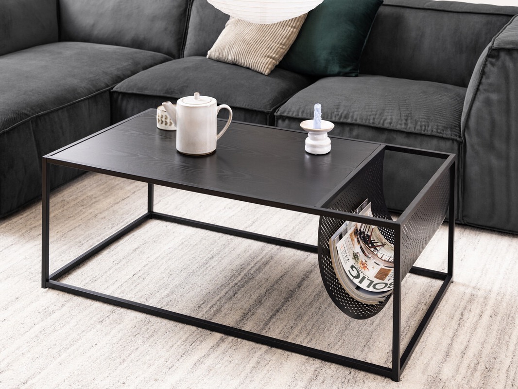 Mesa de centro Norsica Sevferi 130 (Cinza preta + Preto)