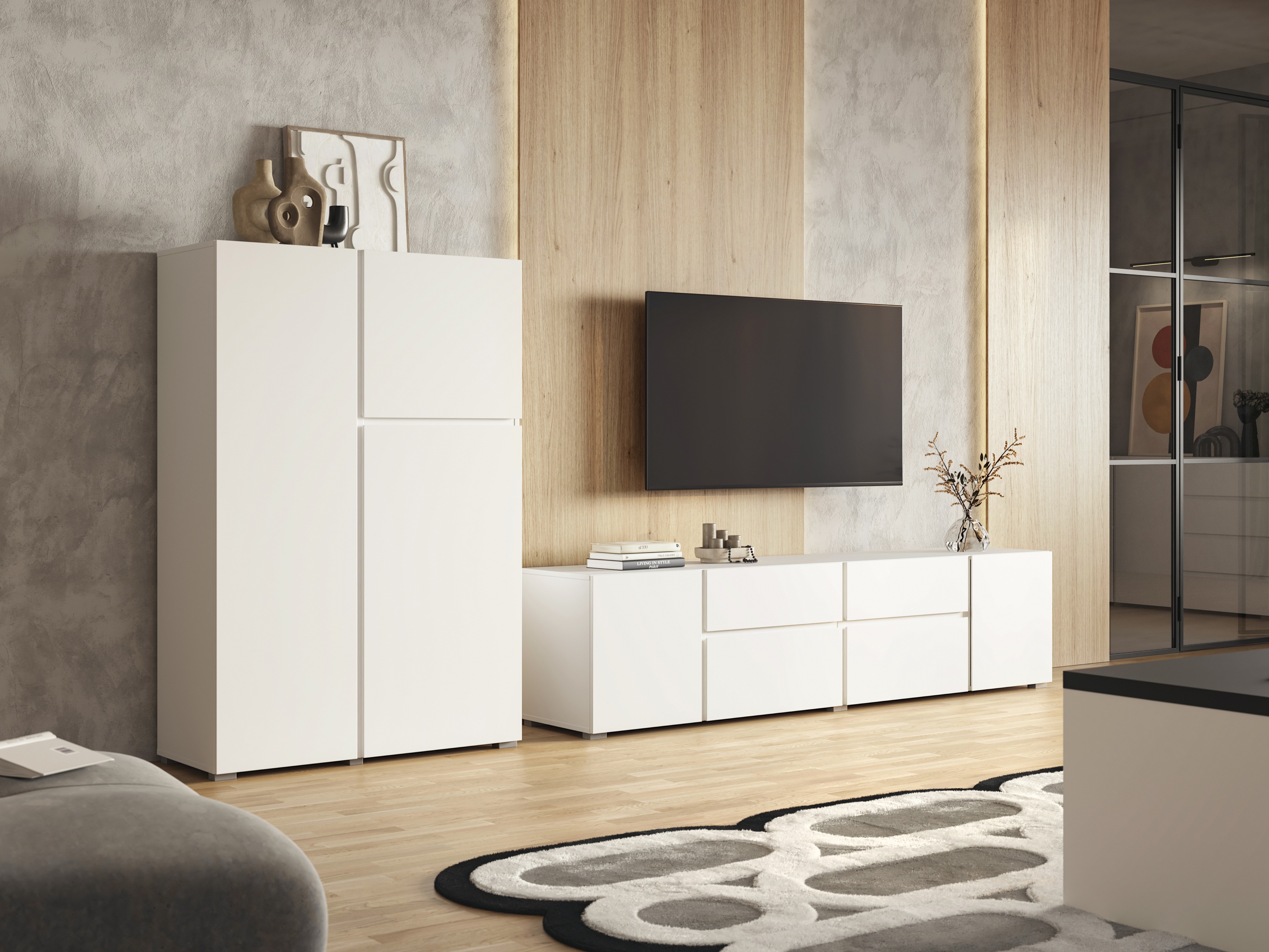 Conjunto para sala de estar Elbleve 104 (Branco)