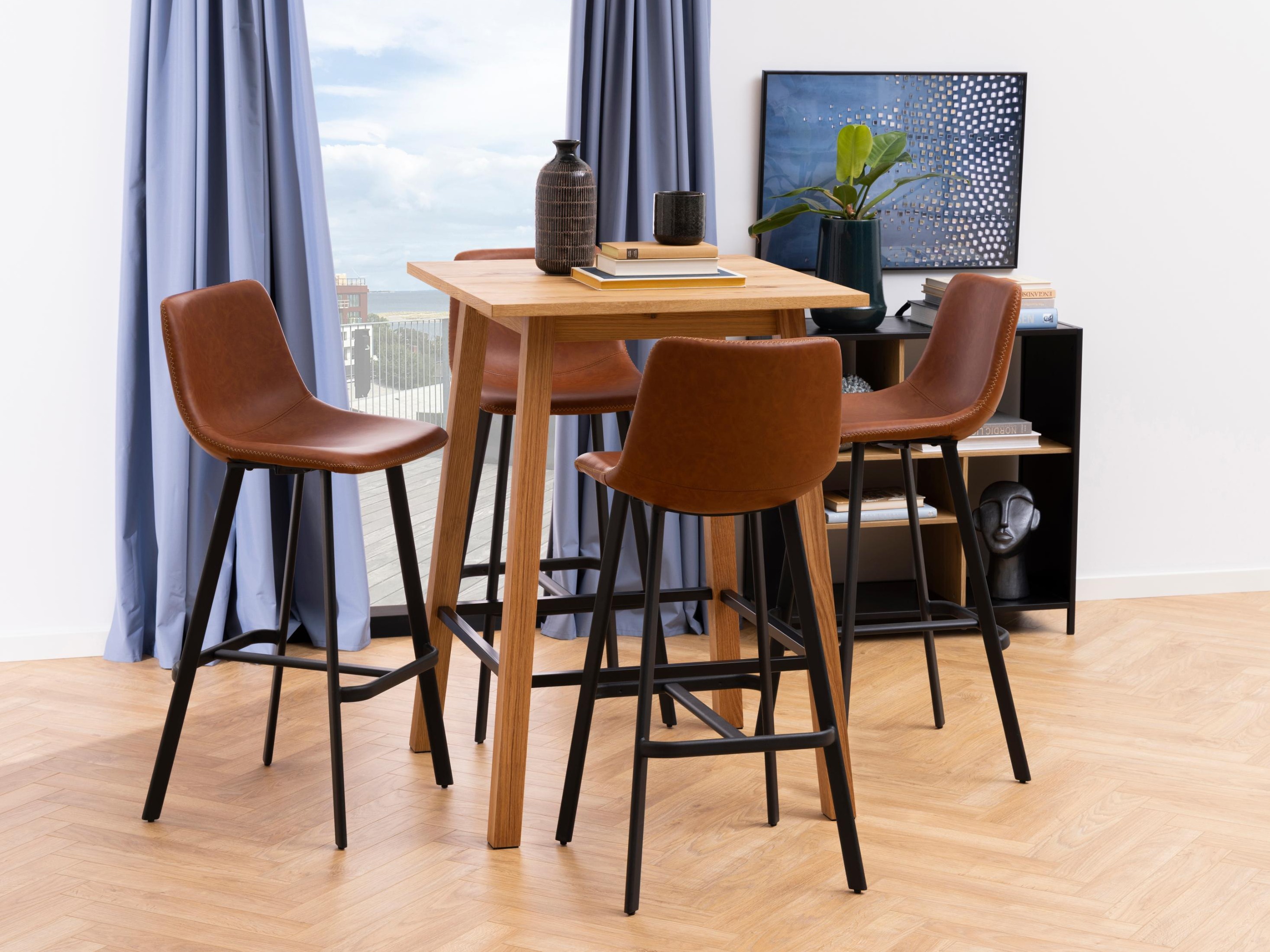 Banco de bar Norsica 444 (Preto + Castanho)