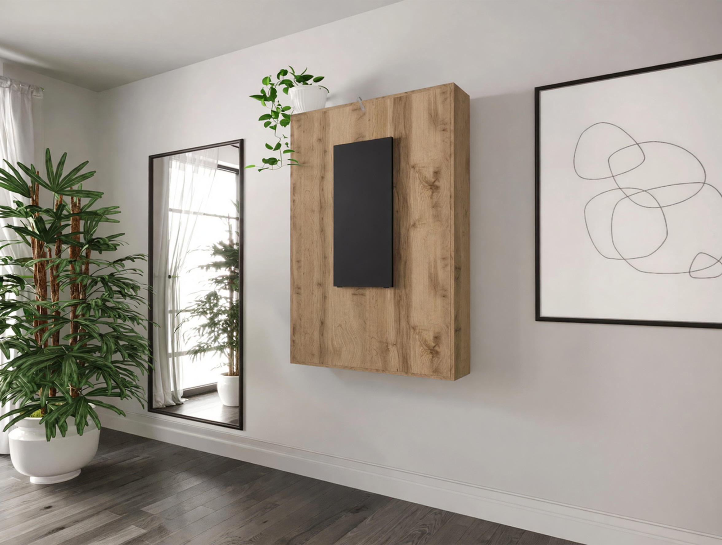 Mesa dobrável Pinis III (Preto + Carvalho wotan)