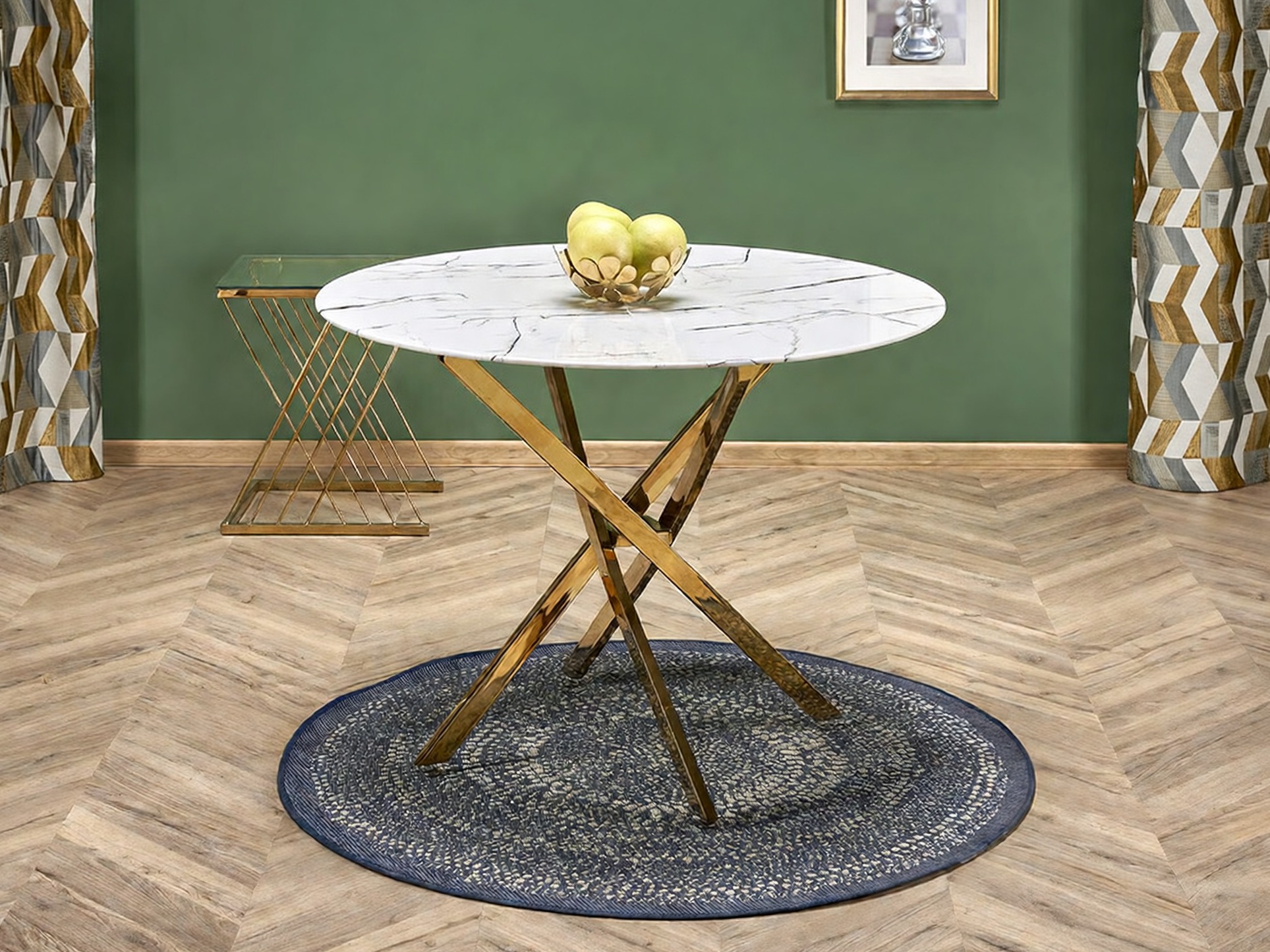 Mesa Houston 1538 (Dourado + Marmore branco)