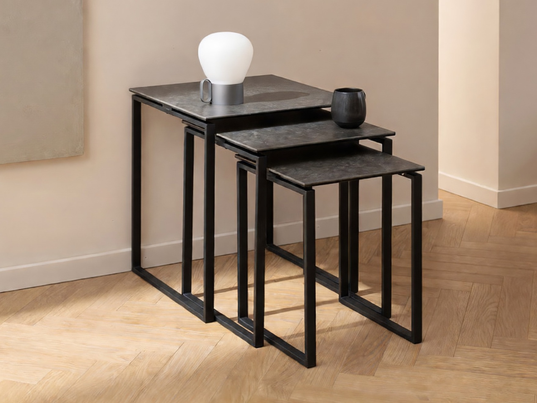 Conjunto de mesas de apoio Norsica 406 (Preto)