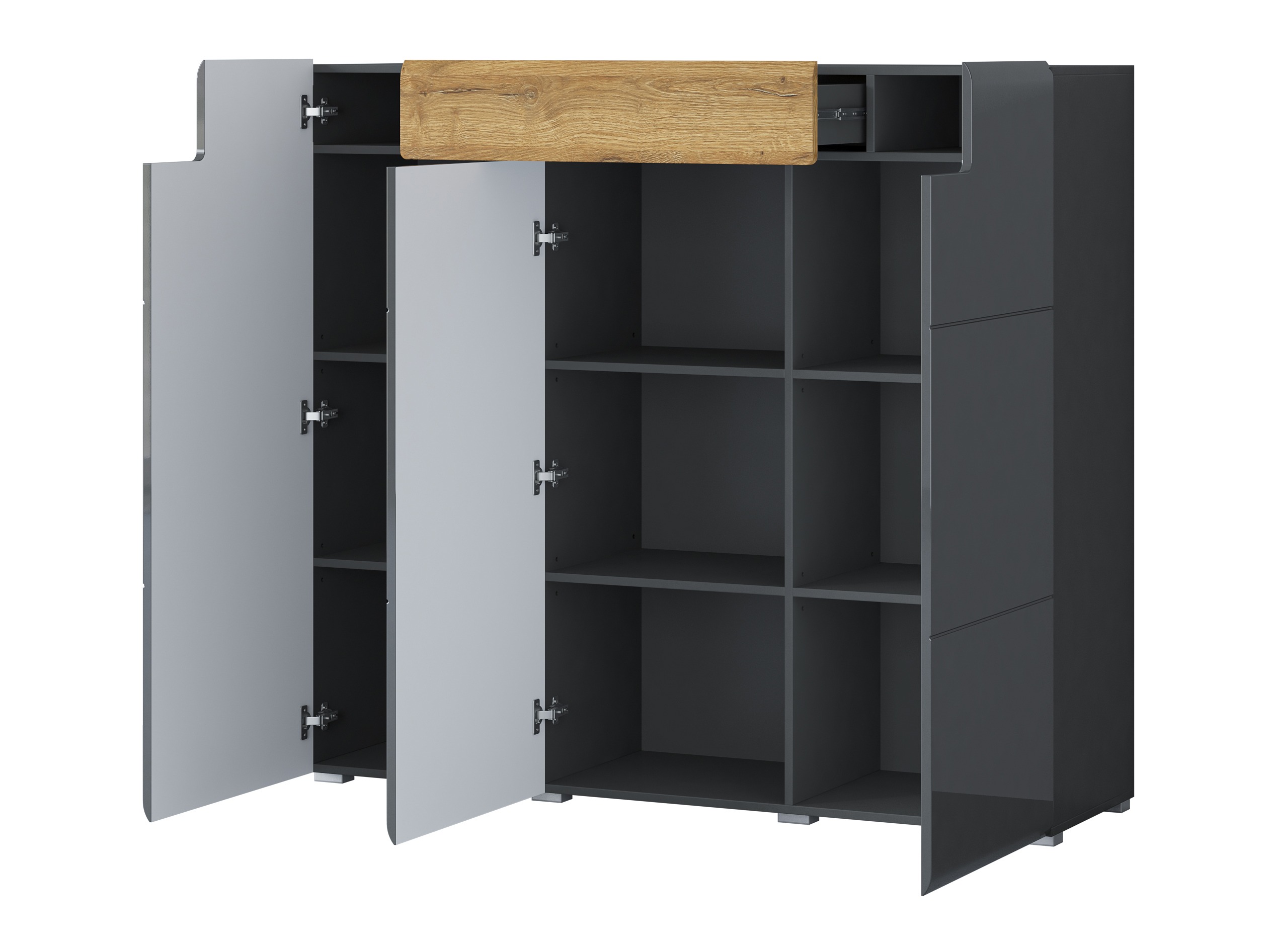 Cómoda Torsone 112 (Antracite + Gloss antracite + Carvalho Grandson)