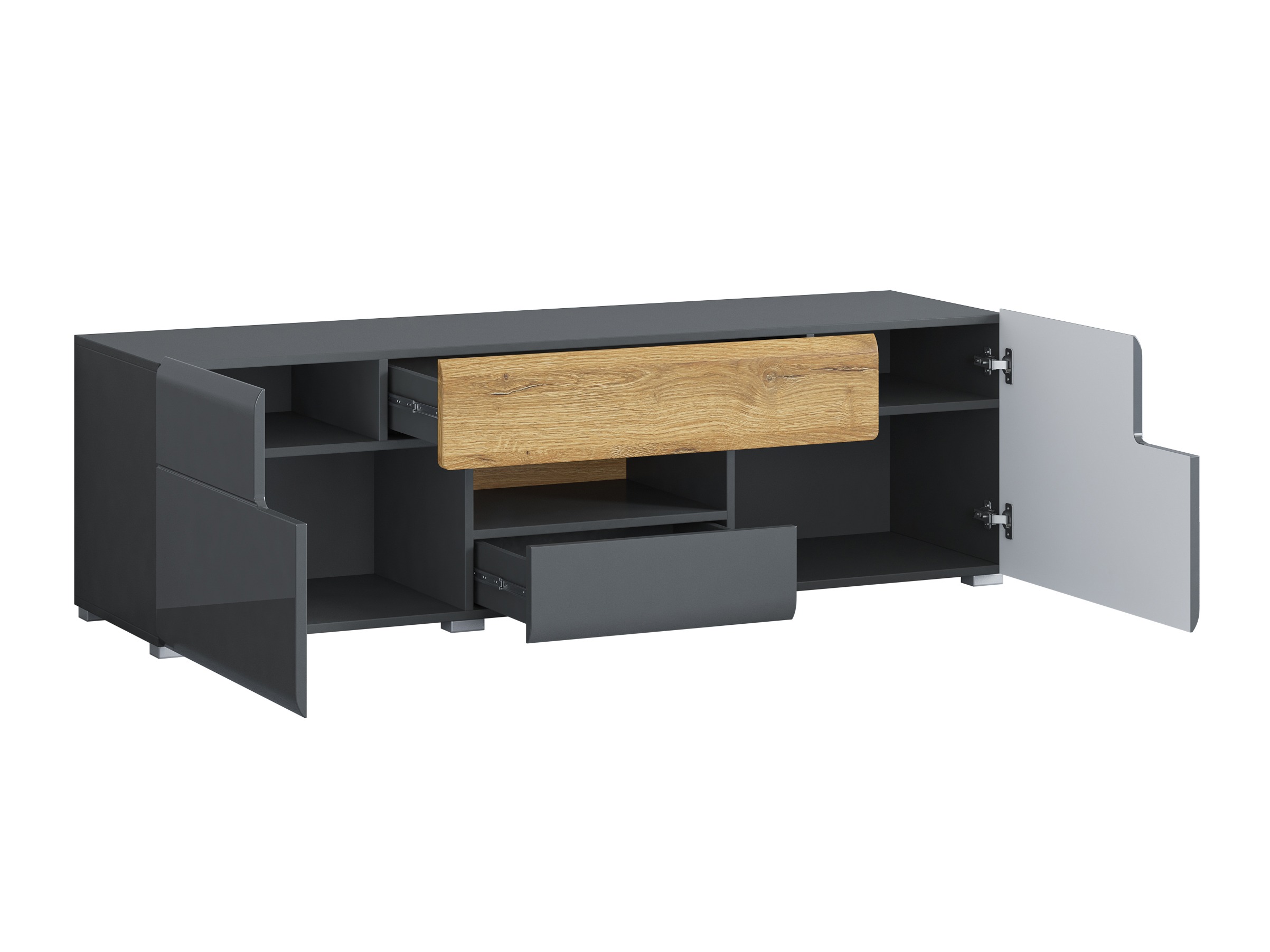 Conjunto para sala de estar Torsone 104 (Antracite + Gloss antracite + Carvalho Grandson)