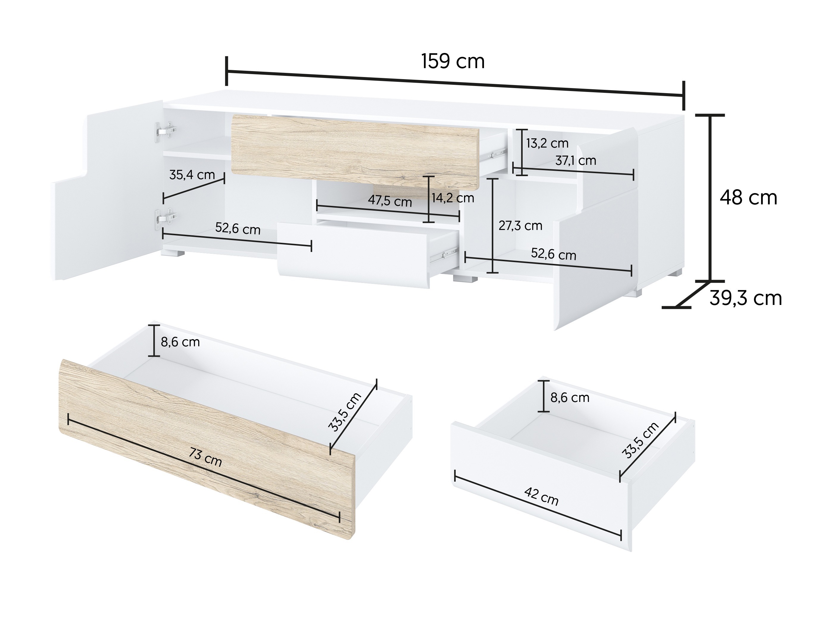 Conjunto para sala de estar Torsone 104 (Branco + Branco brilhante + Carvalho de san remo)